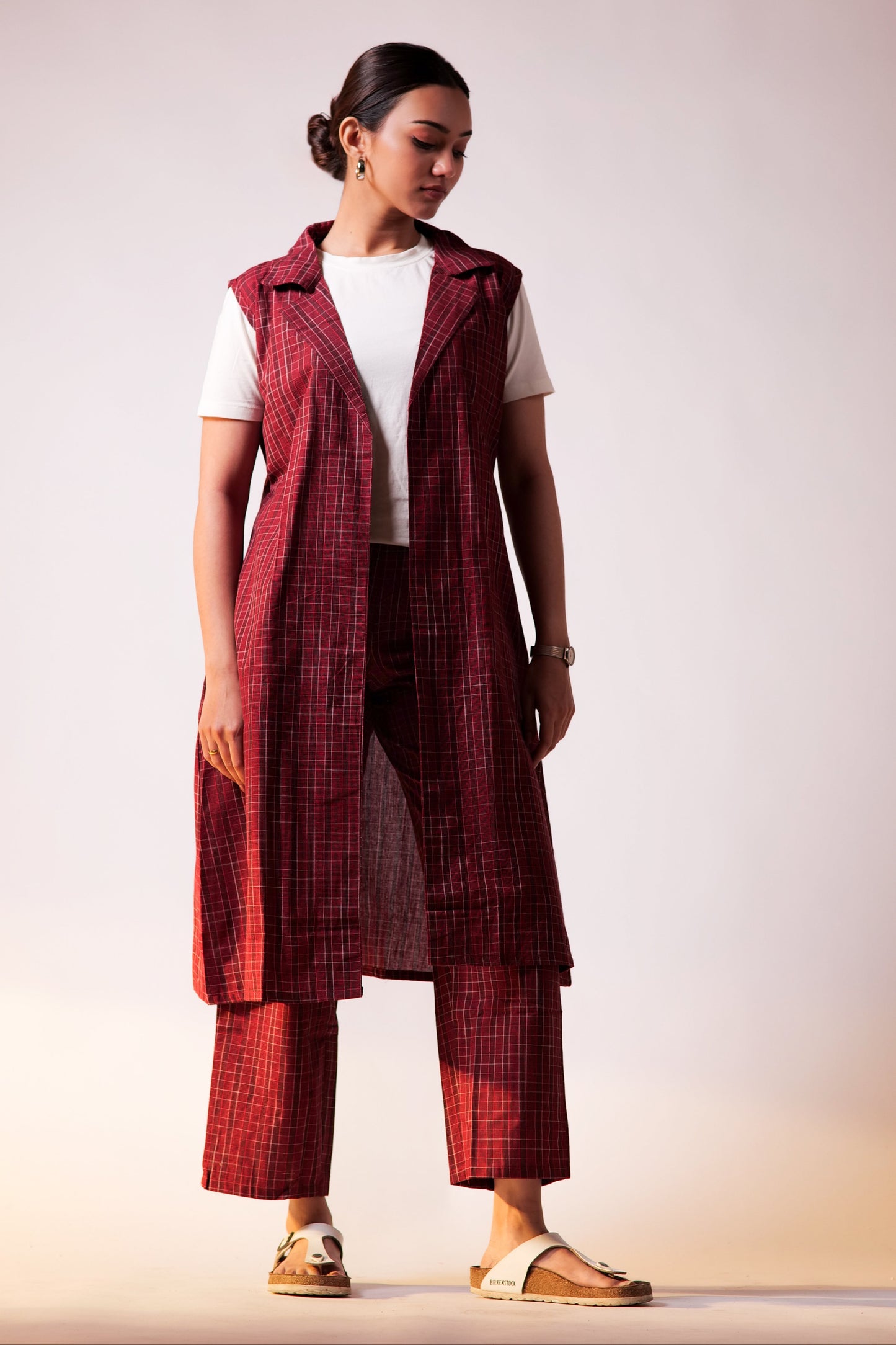 Quad Blazer Pant Set - Maroon