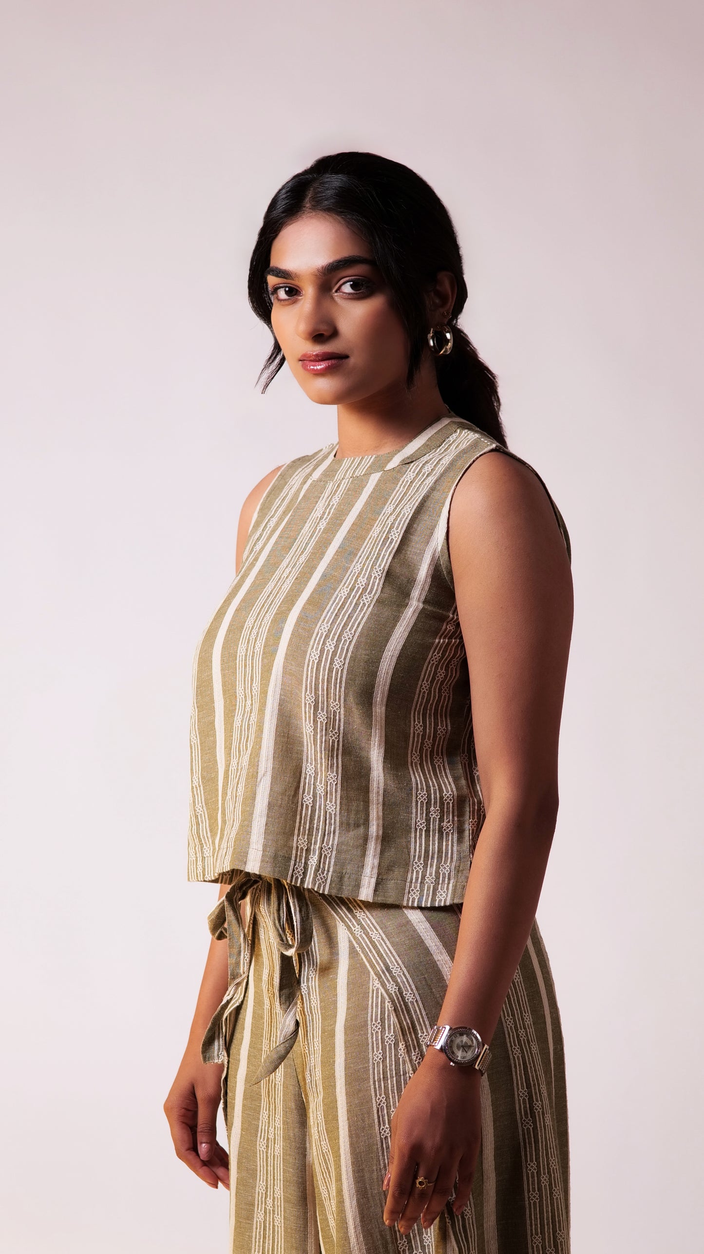 Leno Wrap Pant Top Set - Olive