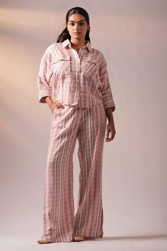 Batweave Shirt Pant Set - Wine+White