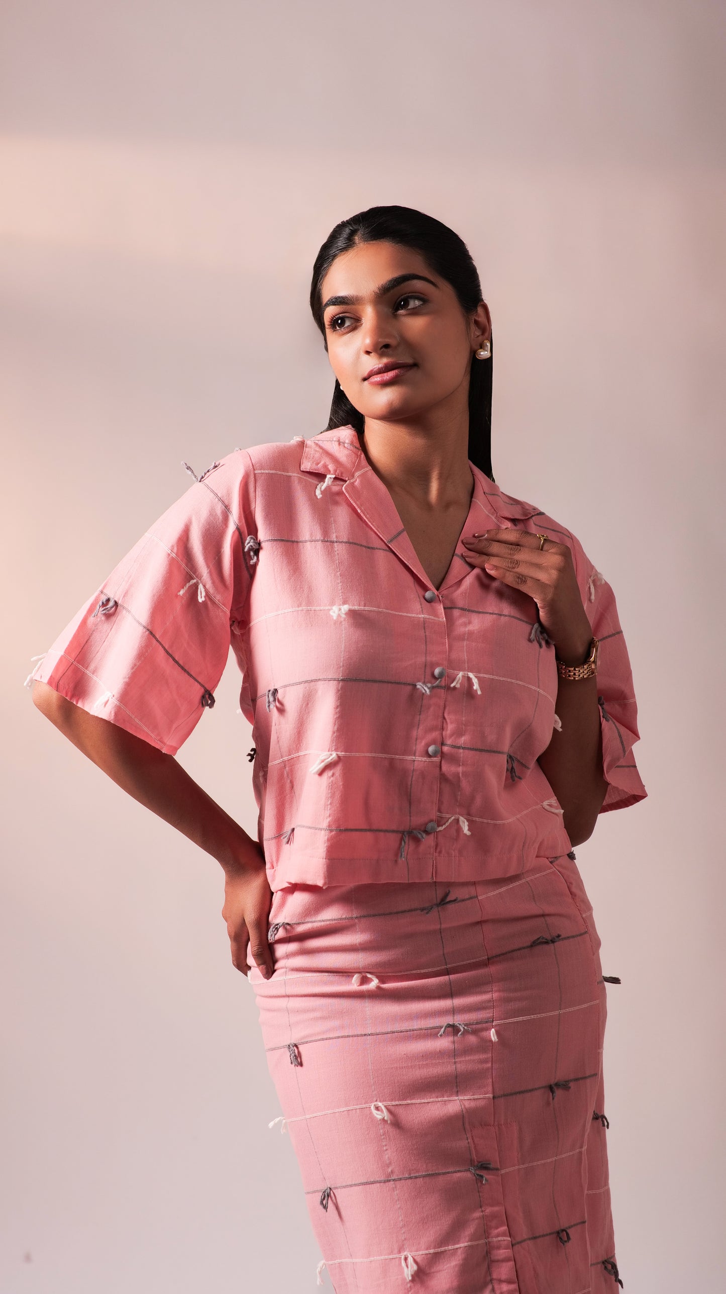 Knotty Top Skirt Set - Pink