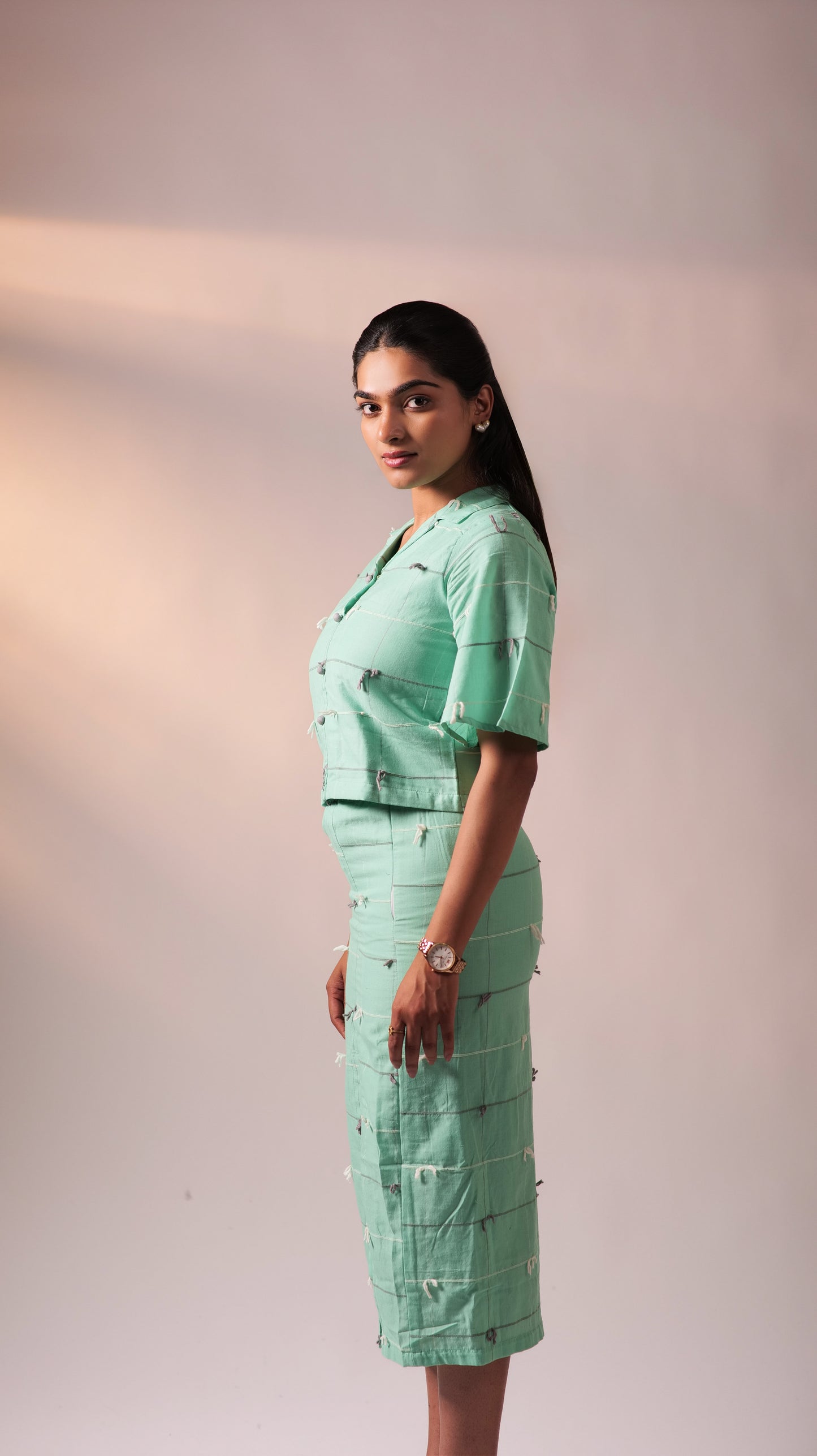 Knotty Top Skirt Set - Green