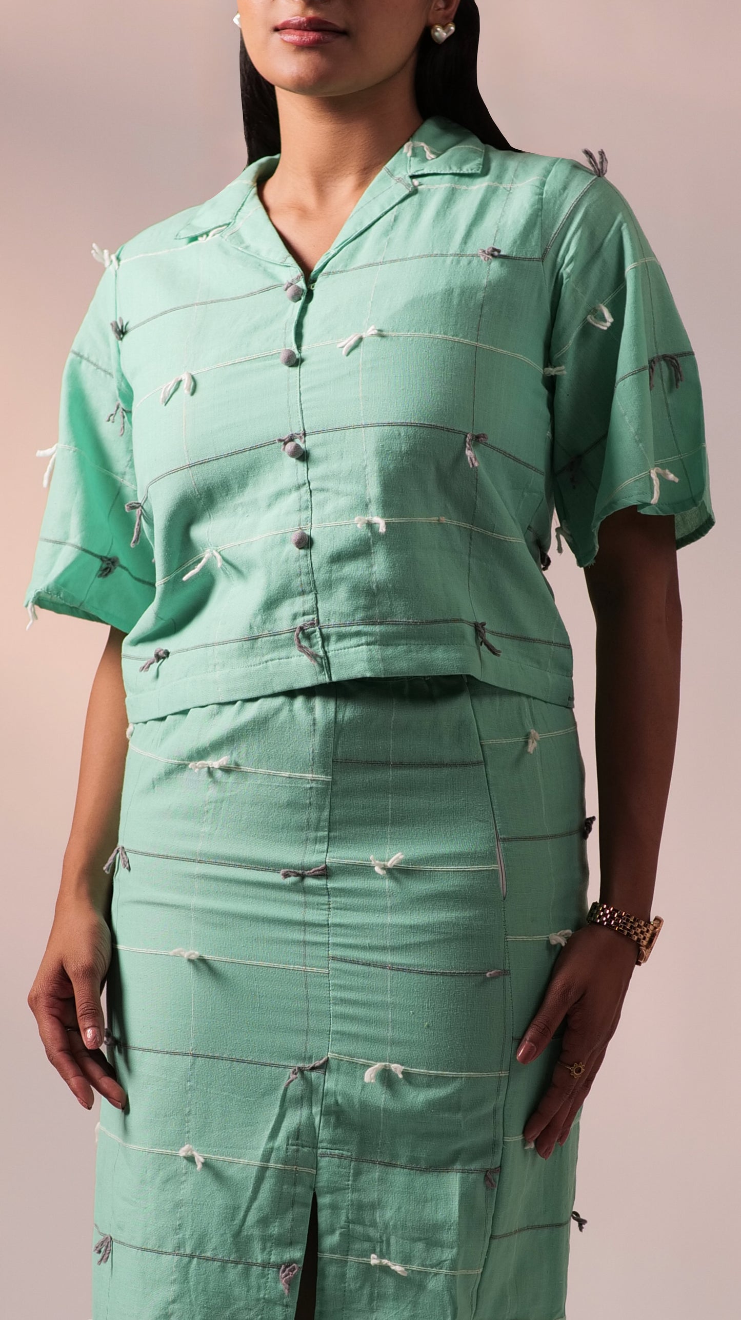 Knotty Top Skirt Set - Green