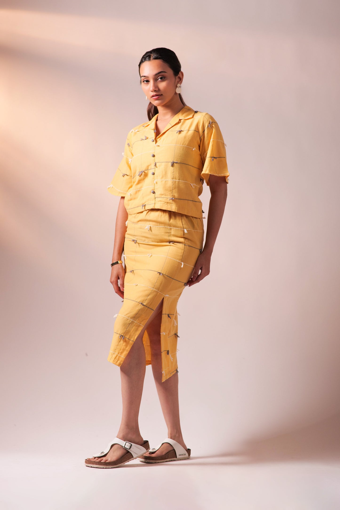 Knotty Top Skirt Set - Yellow