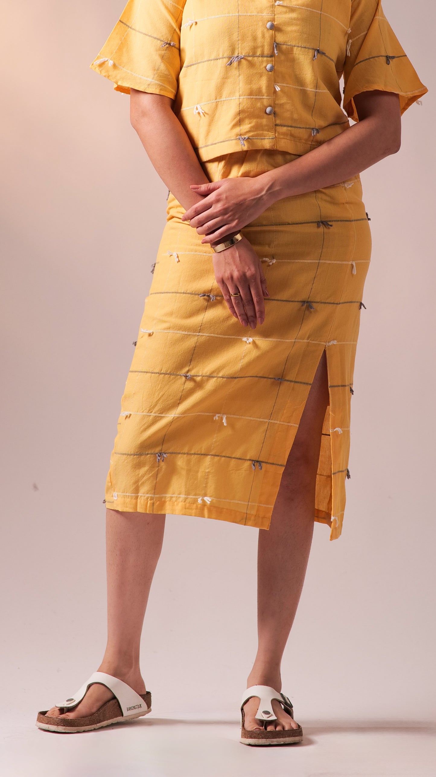 Knotty Top Skirt Set - Yellow