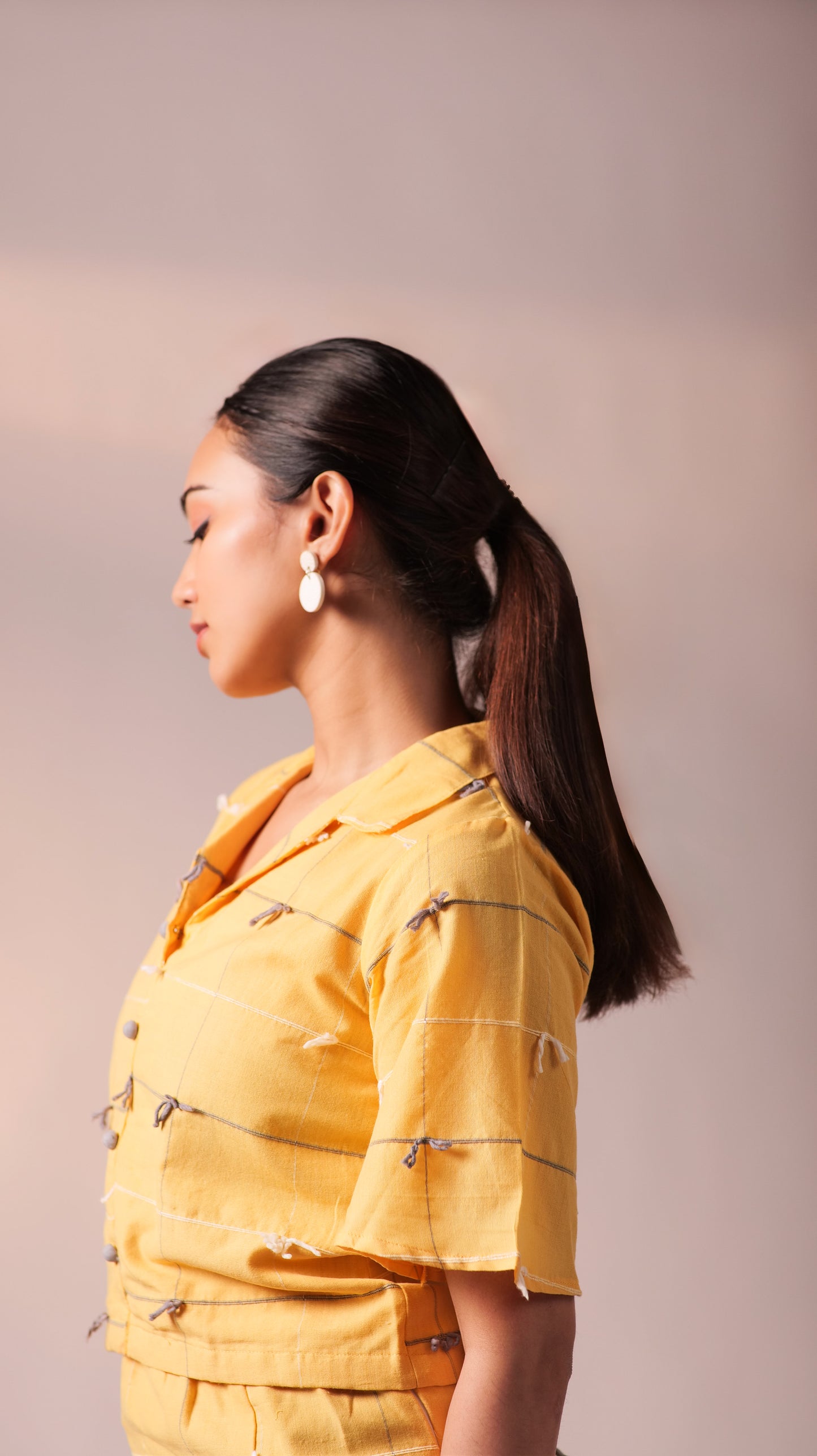 Knotty Top Skirt Set - Yellow