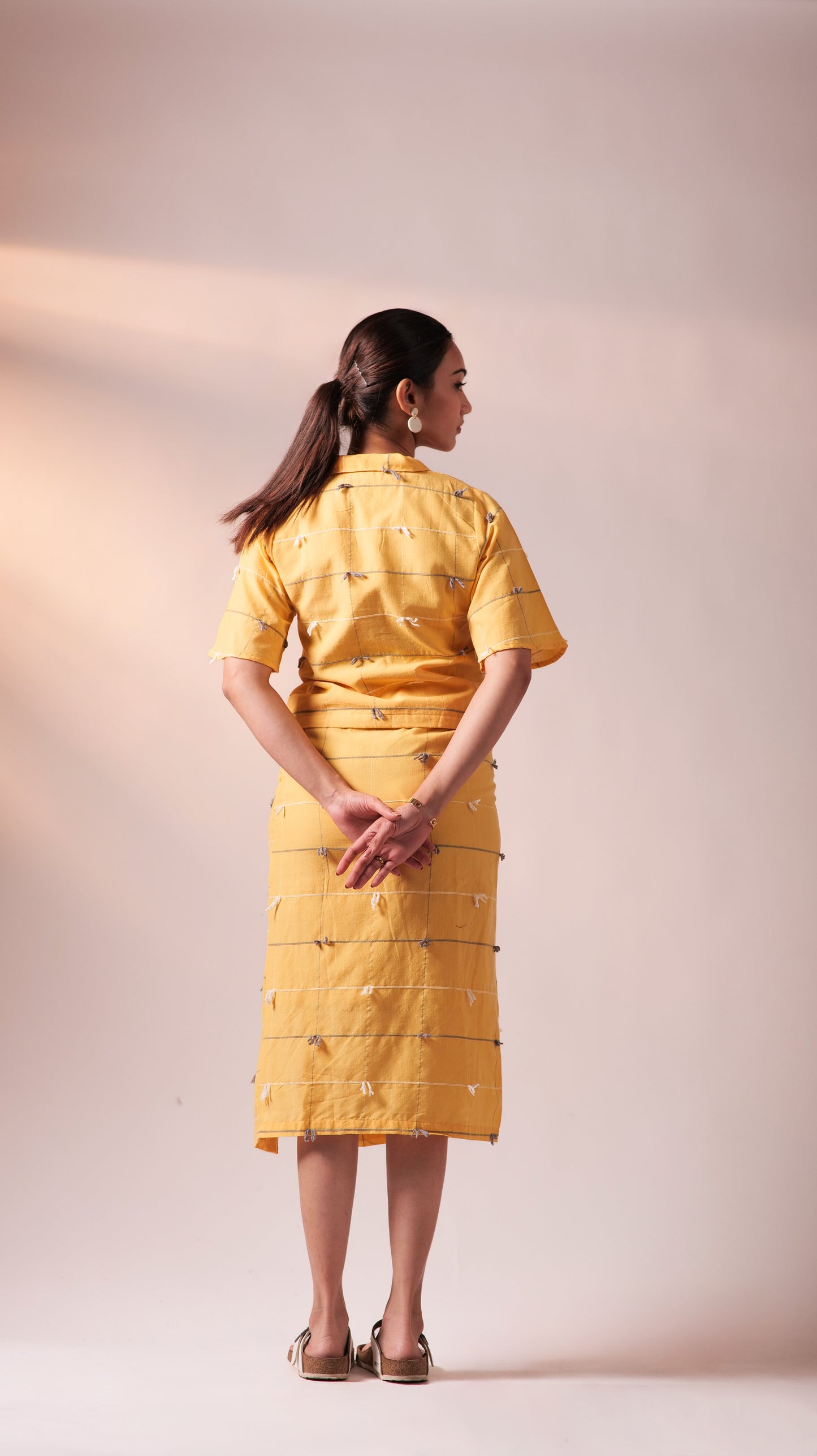 Knotty Top Skirt Set - Yellow