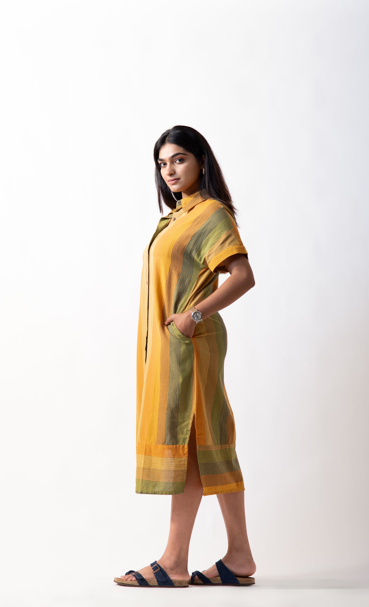 Kimono Midi Dress - Mustard