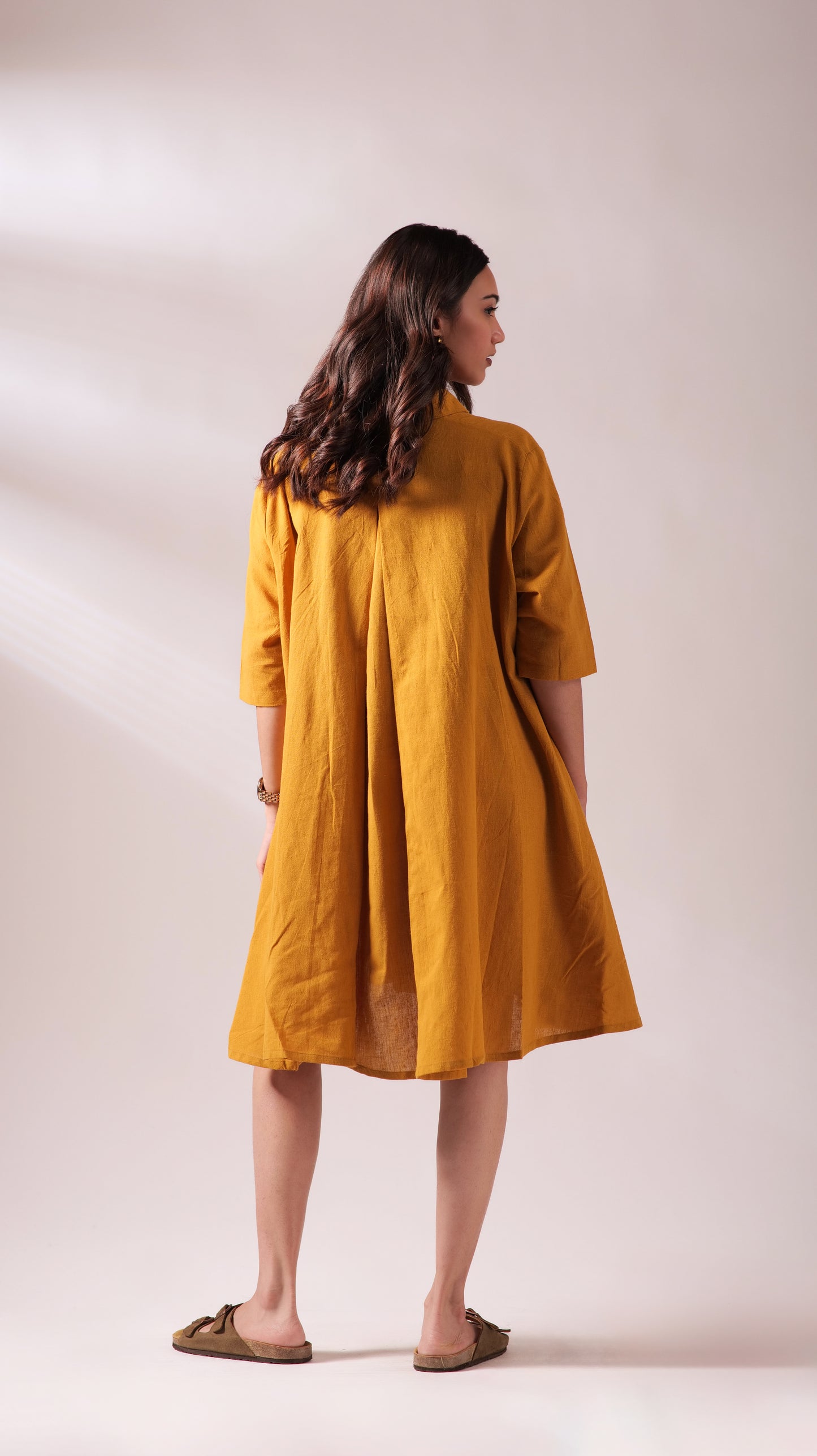 Sunset Free Size Dress - Mustard