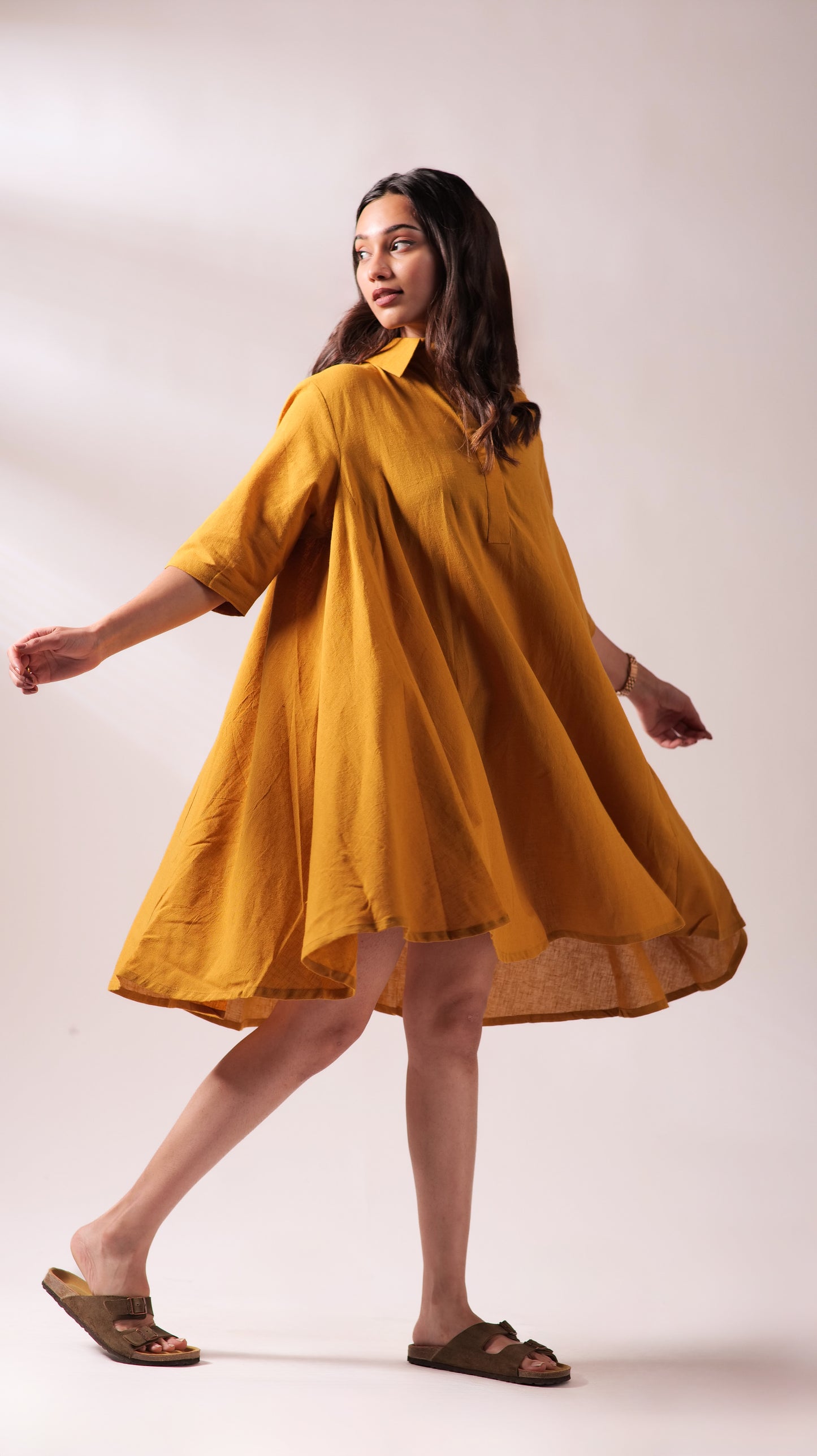 Sunset Free Size Dress - Mustard