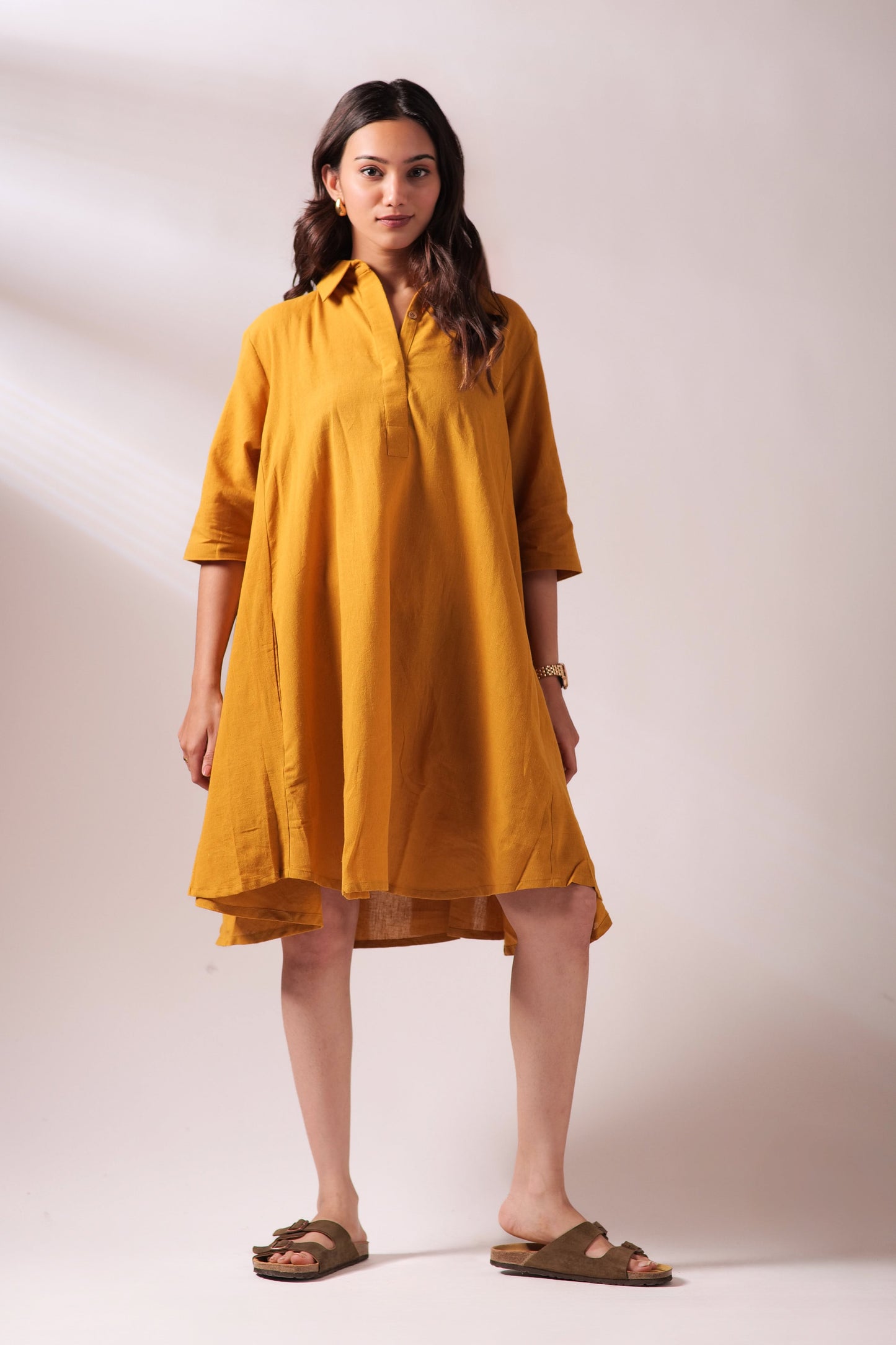 Sunset Free Size Dress - Mustard