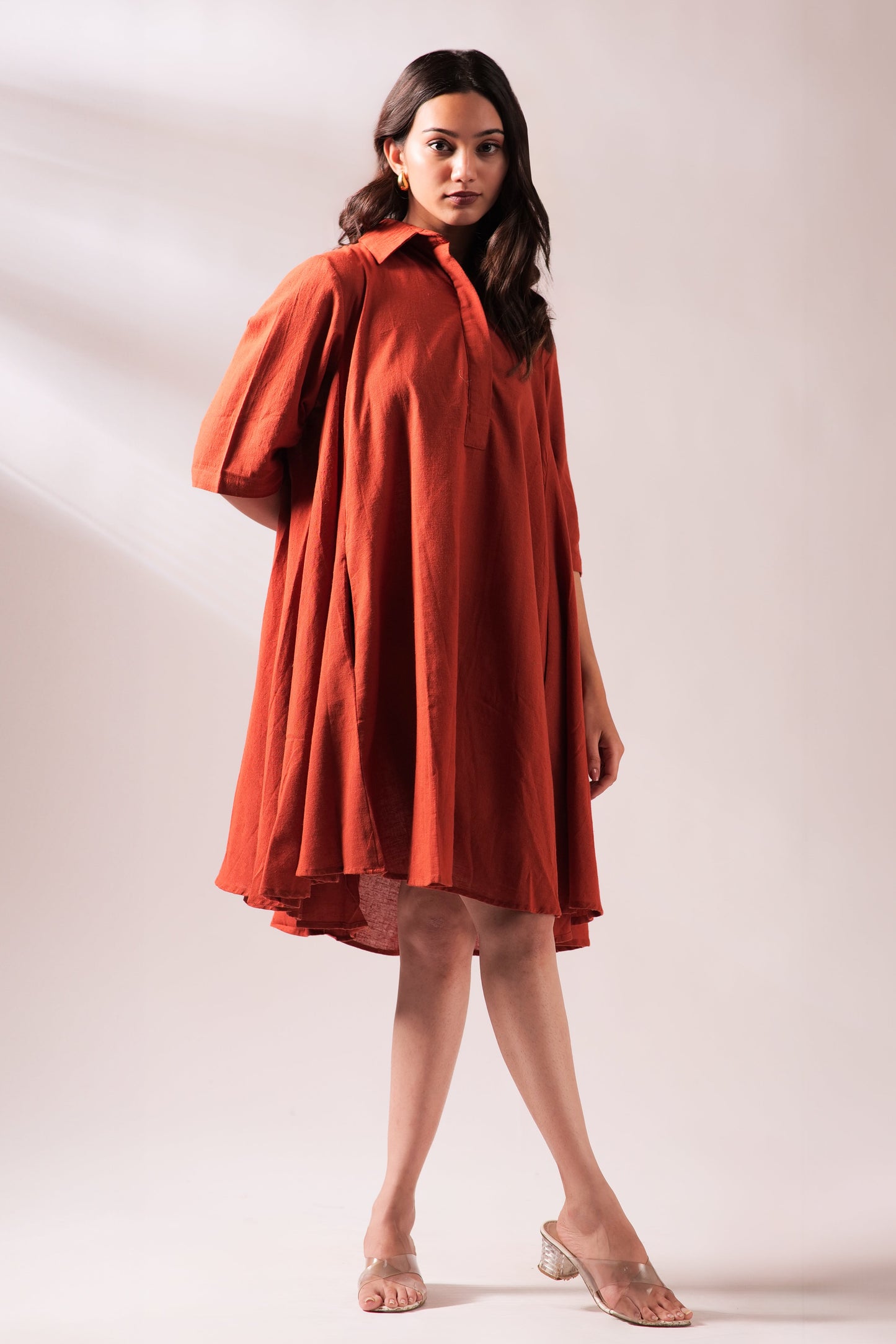 Sunset Free Size Dress - Rust