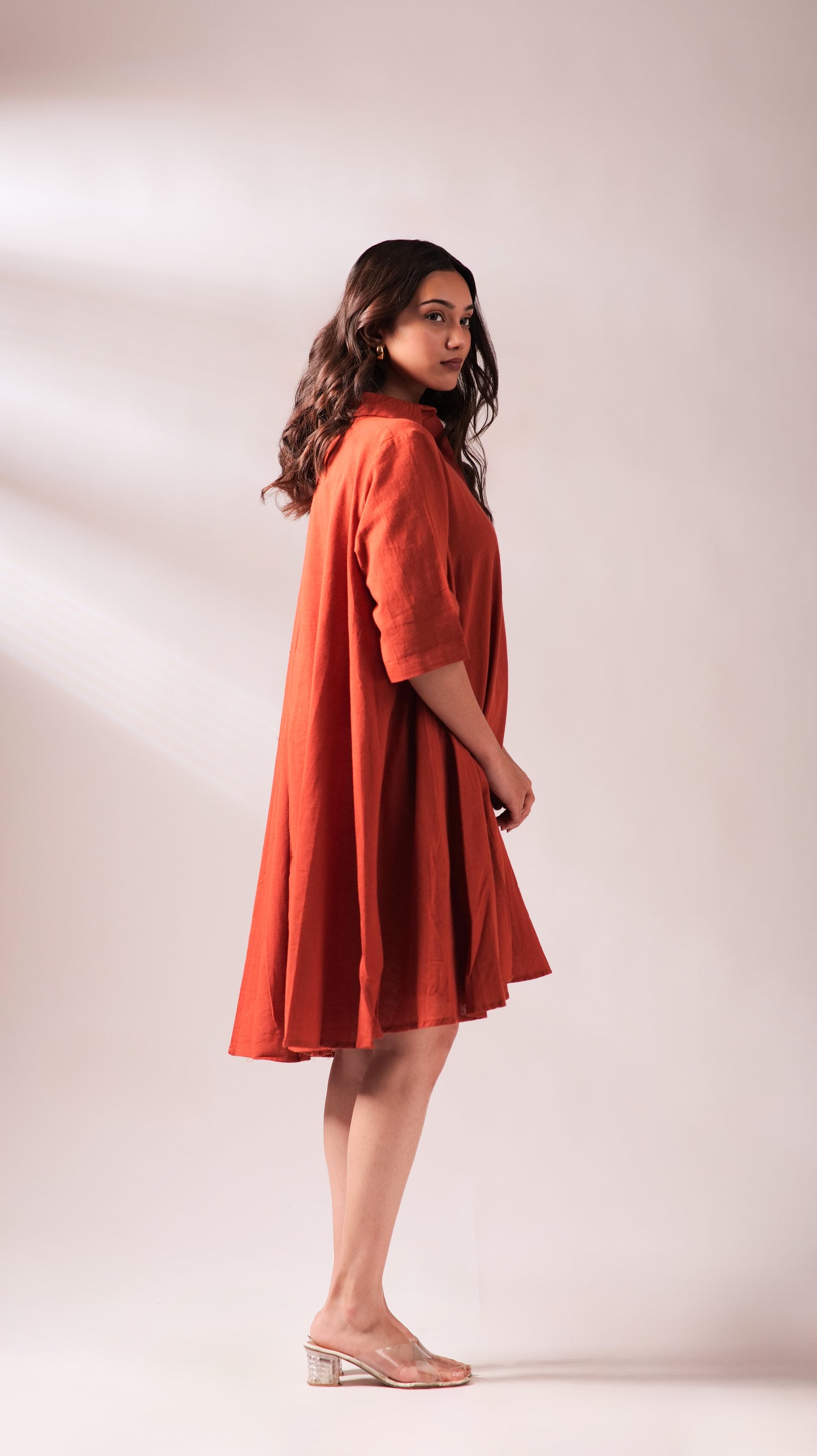 Sunset Free Size Dress - Rust