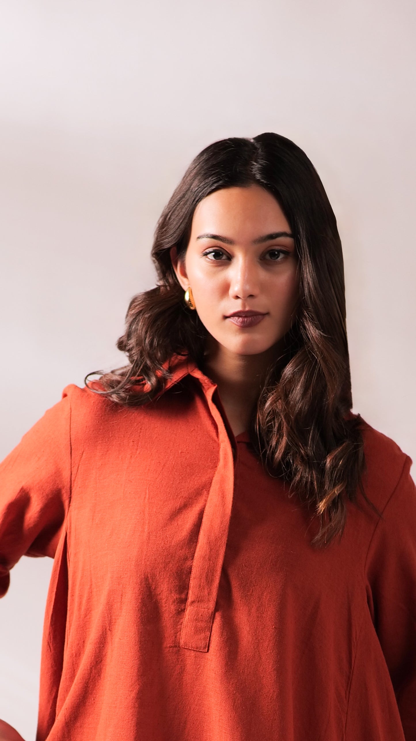 Sunset Free Size Dress - Rust