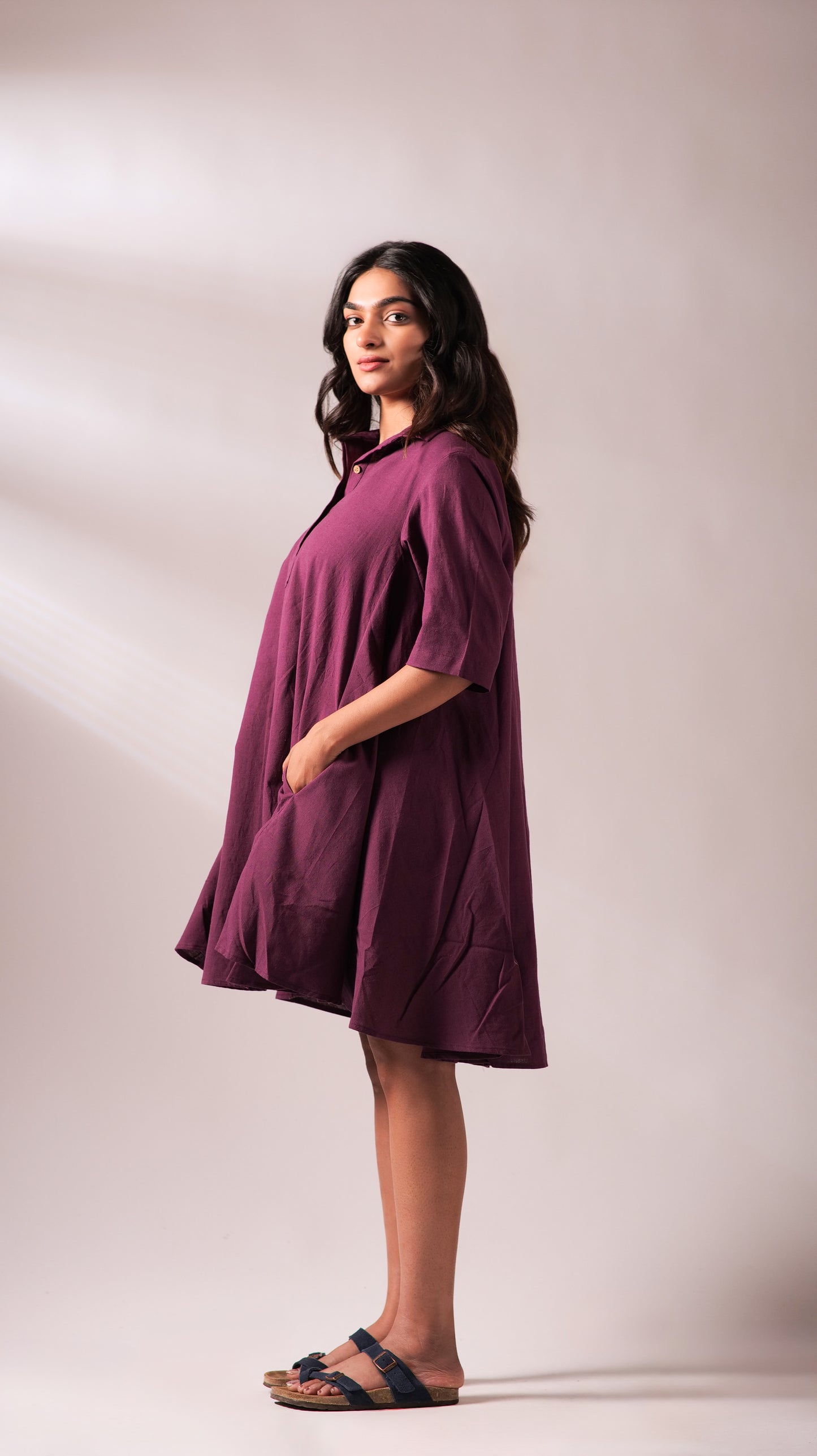 Sunset Free Size Dress - Wine
