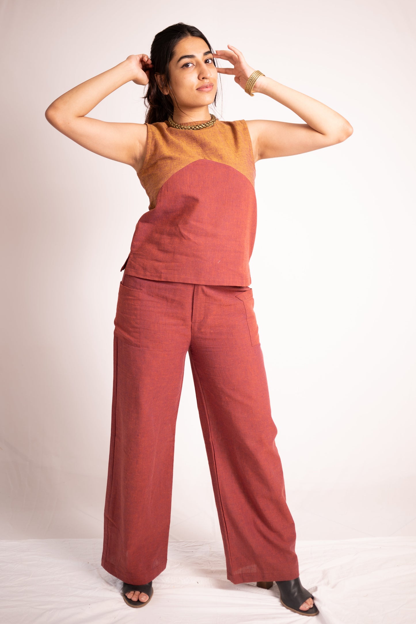 Tropical Top Pant Set - Rust