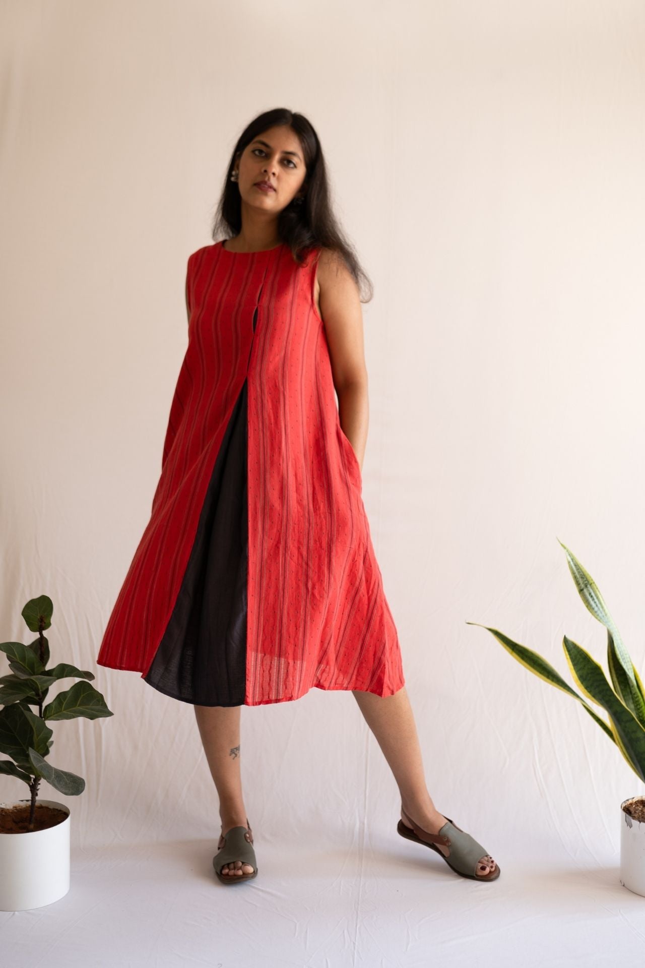 Crimson Front Slit Dress