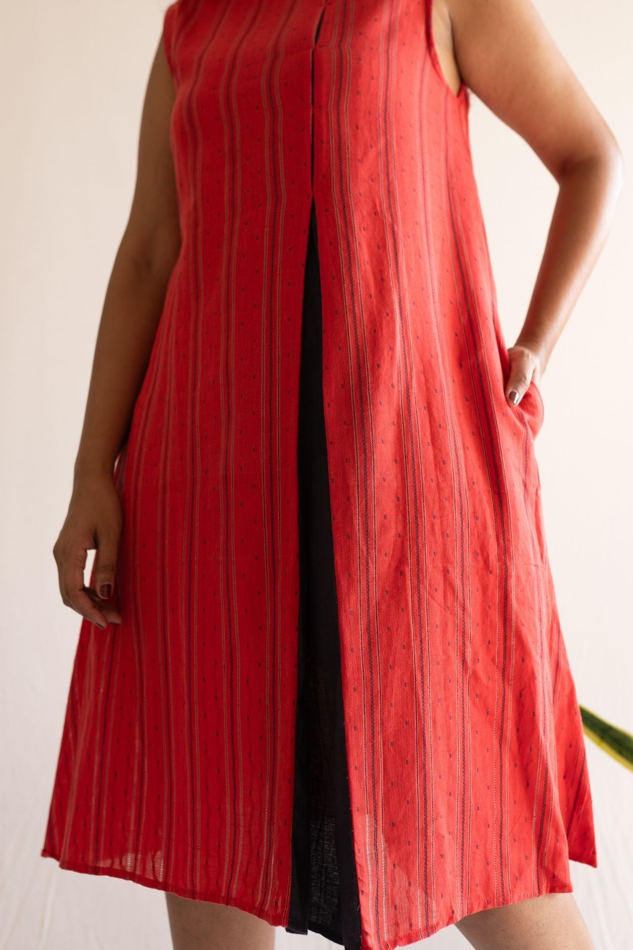 Crimson Front Slit Dress
