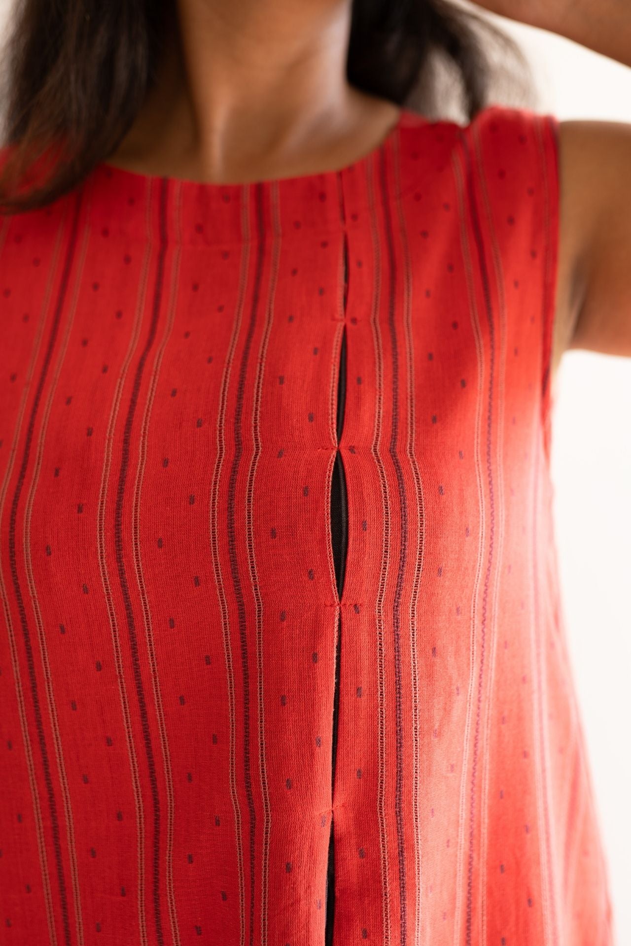 Crimson Front Slit Dress