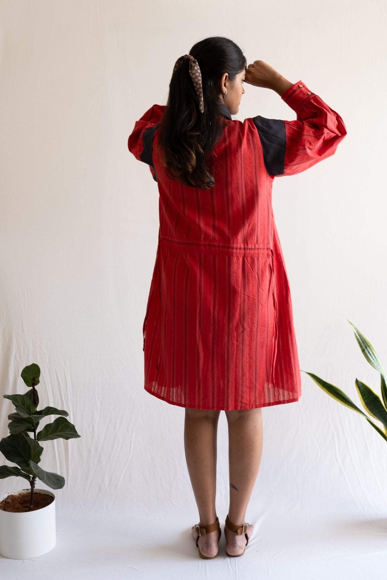 Crimson Tie Shirt Dress