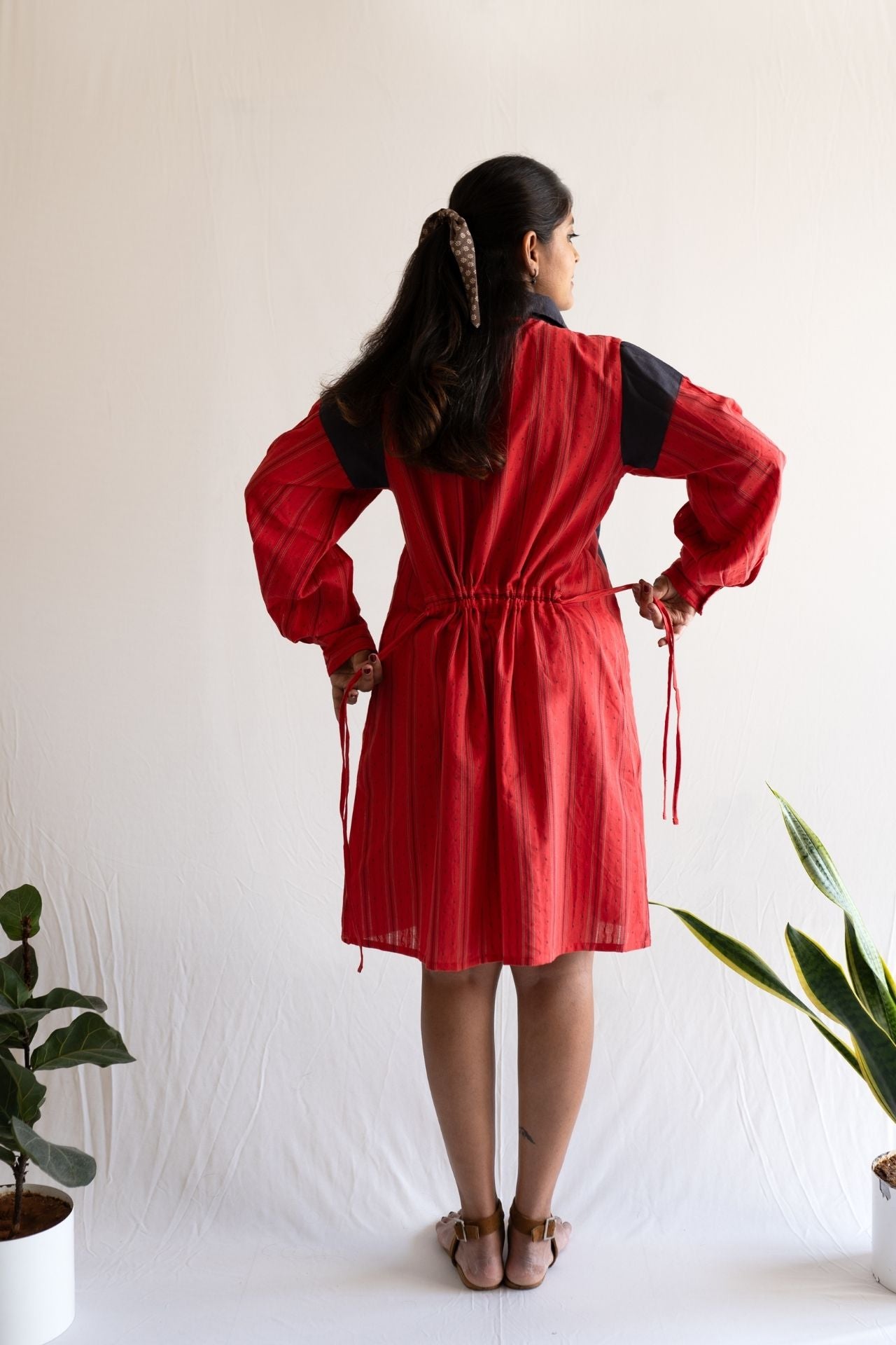 Crimson Tie Shirt Dress