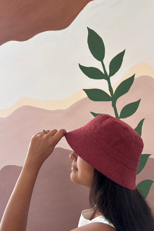 Reversible Bucket Hat – Deep Wine & Rust  wine