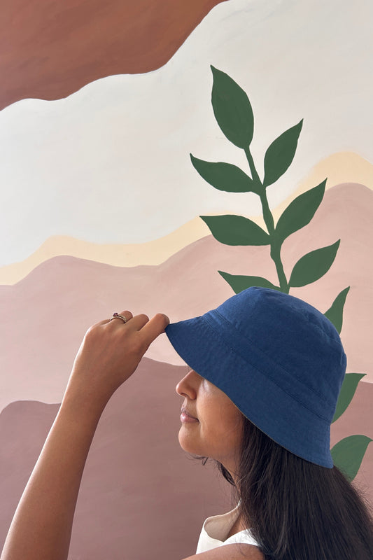 Reversible Bucket Hat –Indigo & Grey