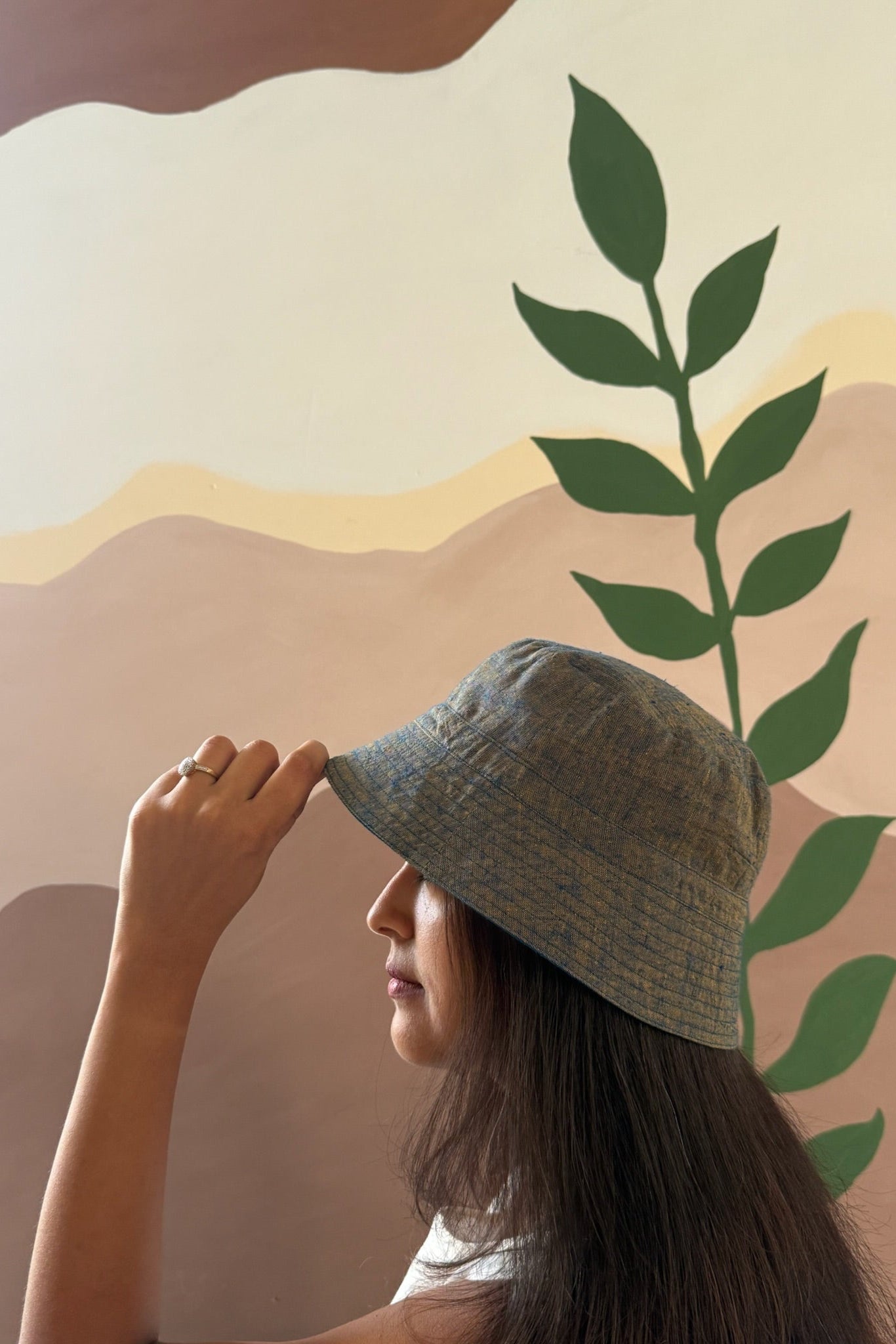 Reversible Bucket Hat–Teal Blue & Grey Blue