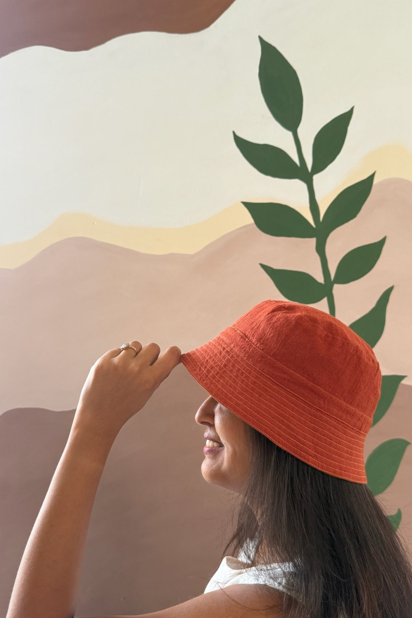 Reversible Bucket Hat – Mustard yellow & Rust orange