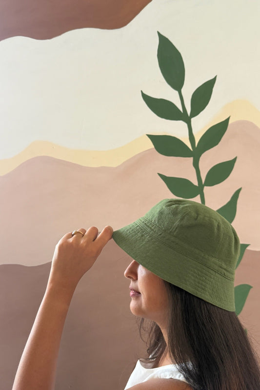 Reversible Bucket Hat – Olive green & Rust green