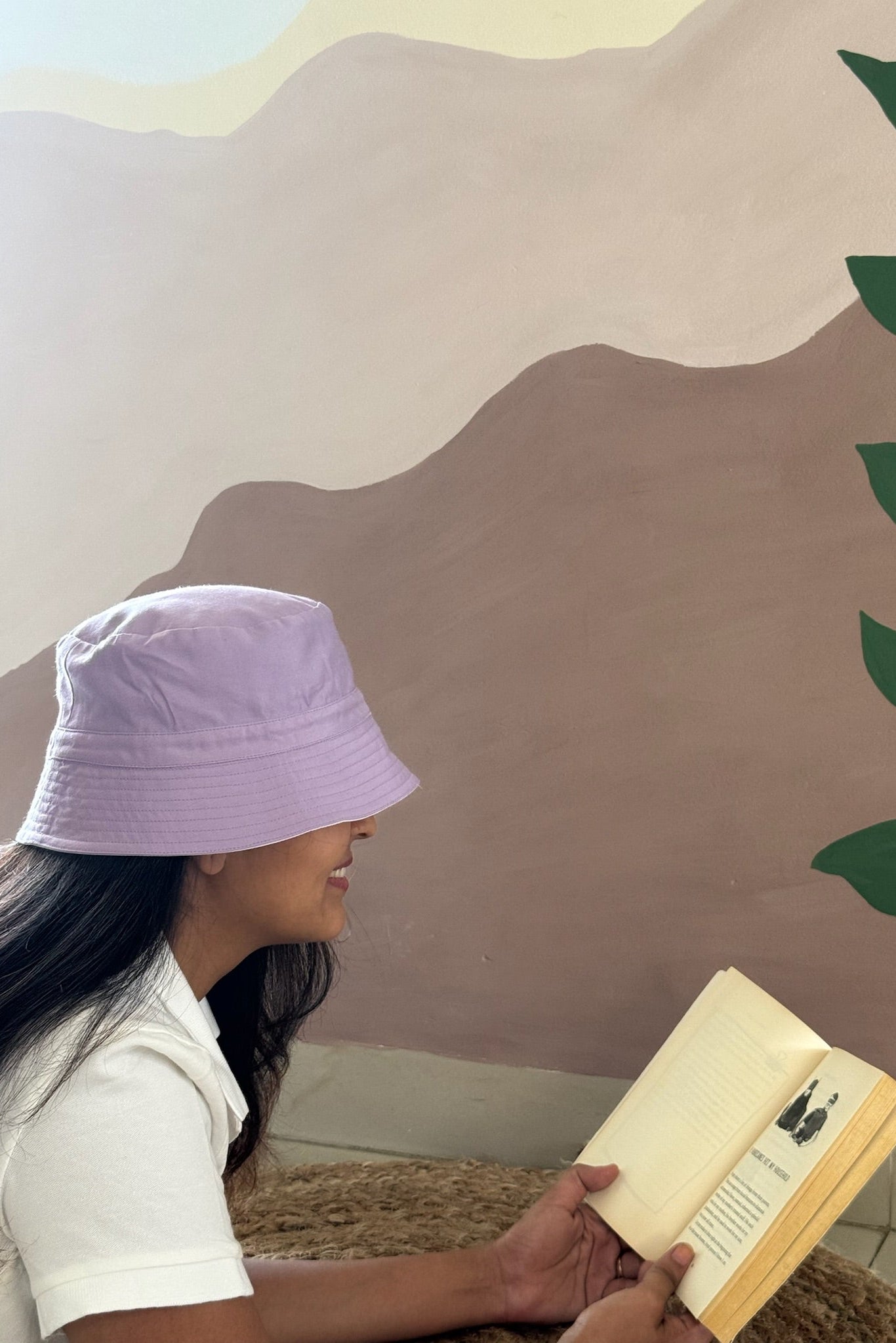Reversible Bucket Hat – Lavender & White