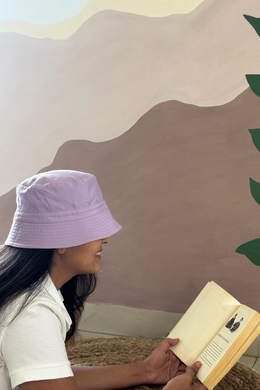 Reversible Bucket Hat – Lavender & White