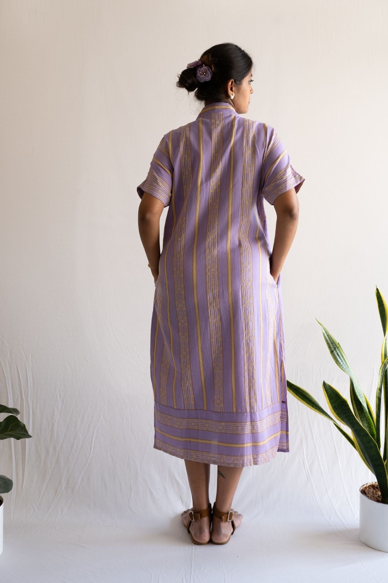 Lilac Striped Shirt Dress