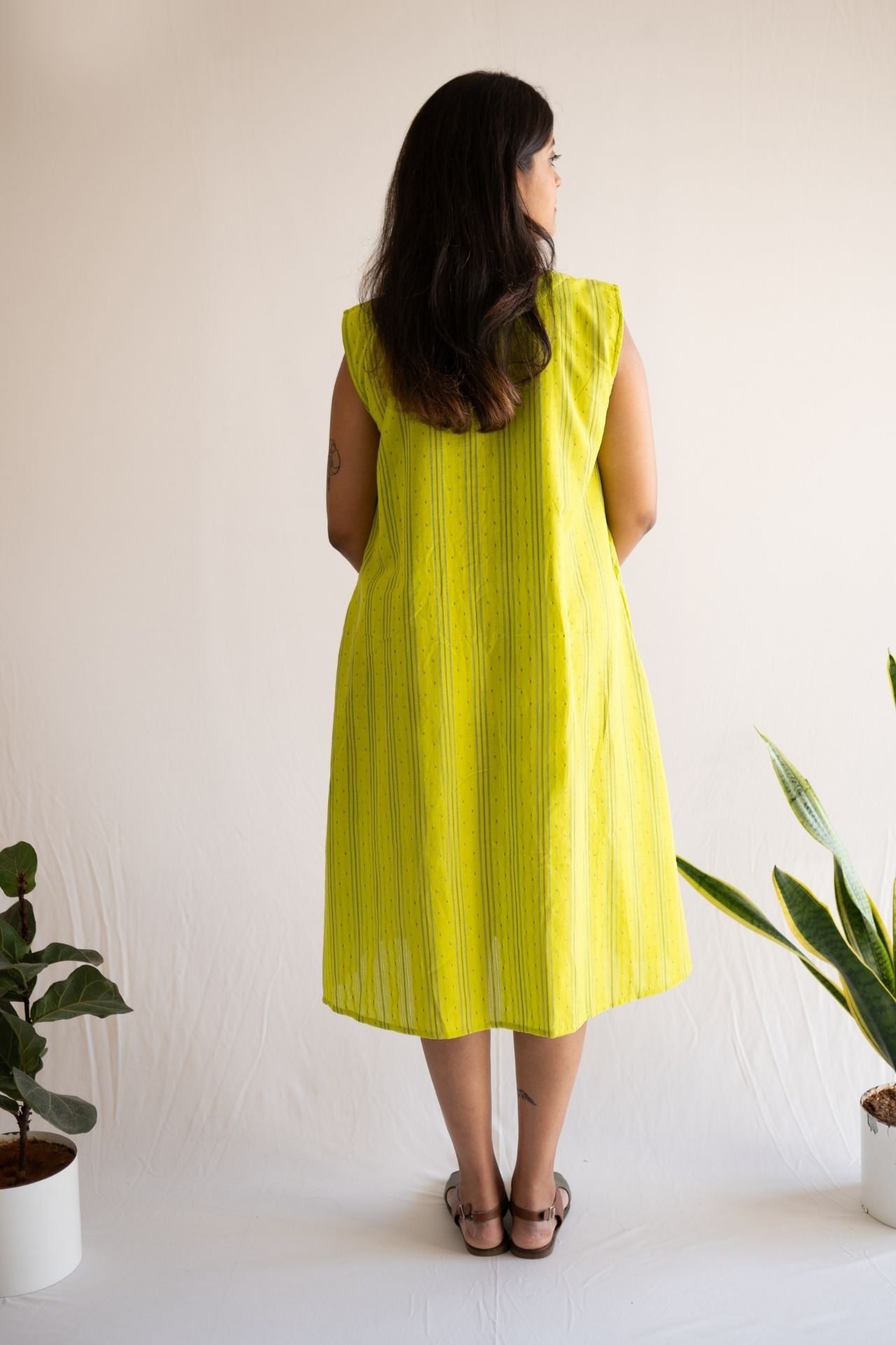 Lime Front Slit Dress