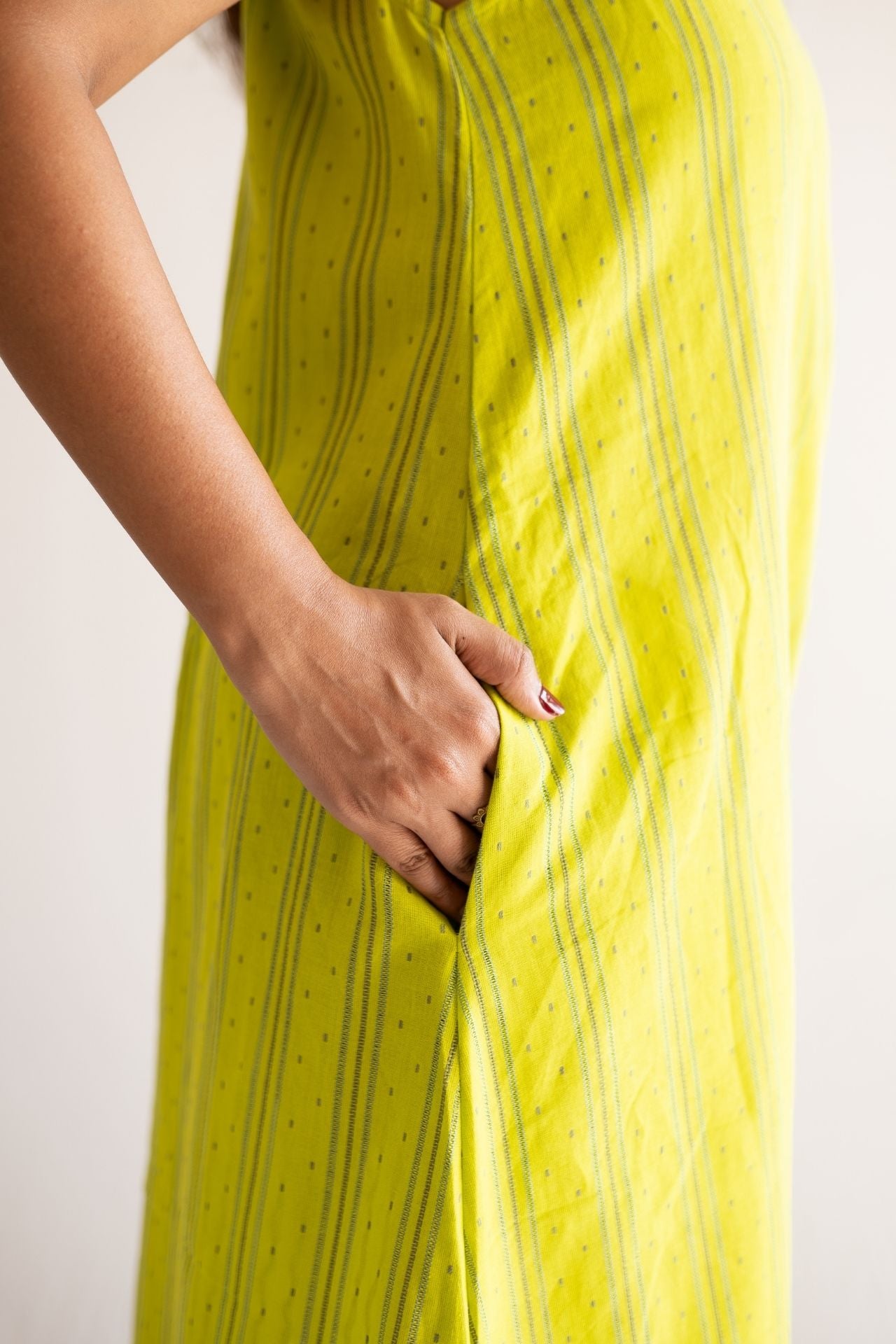 Lime Front Slit Dress