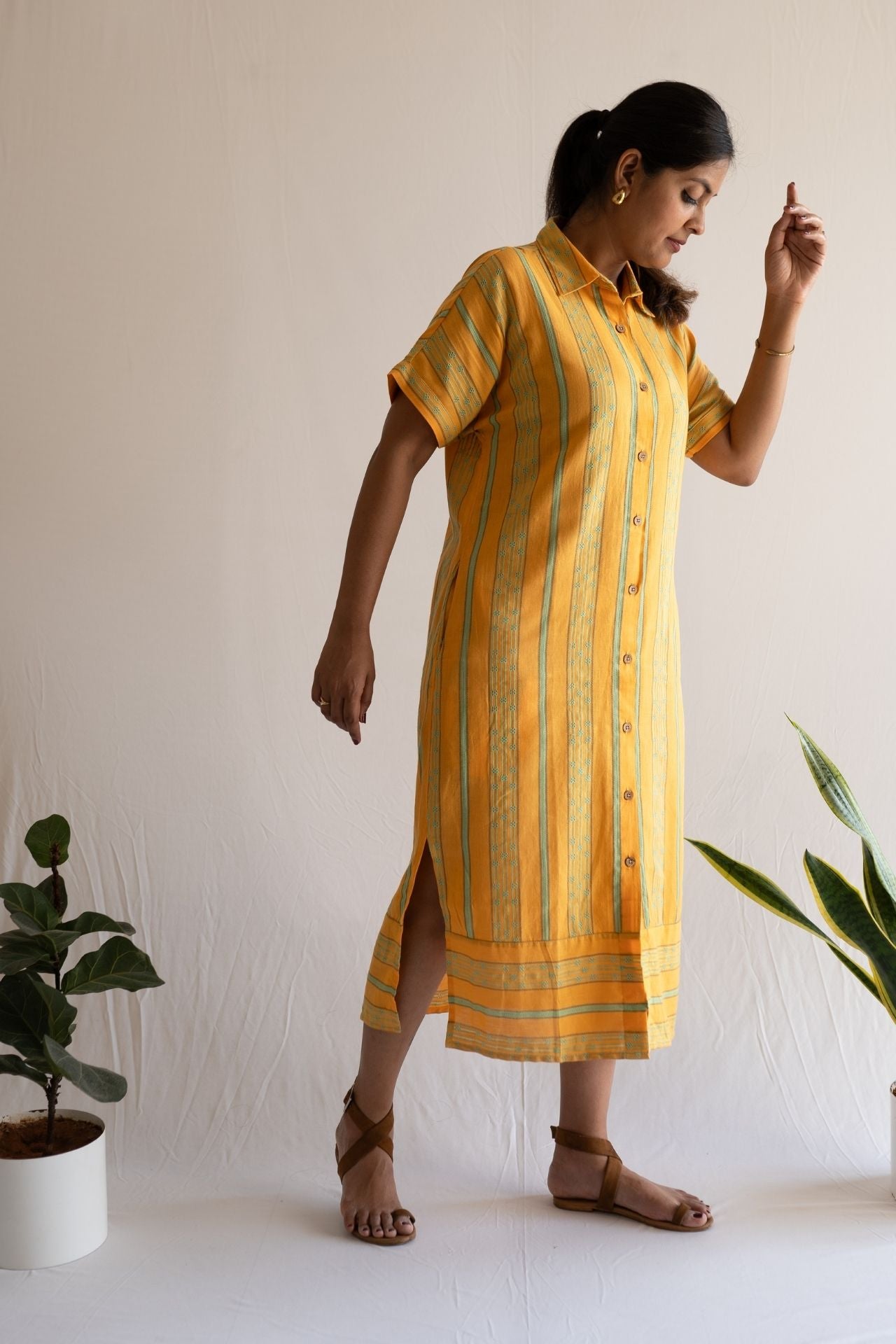 Ombre Striped Shirt Dress