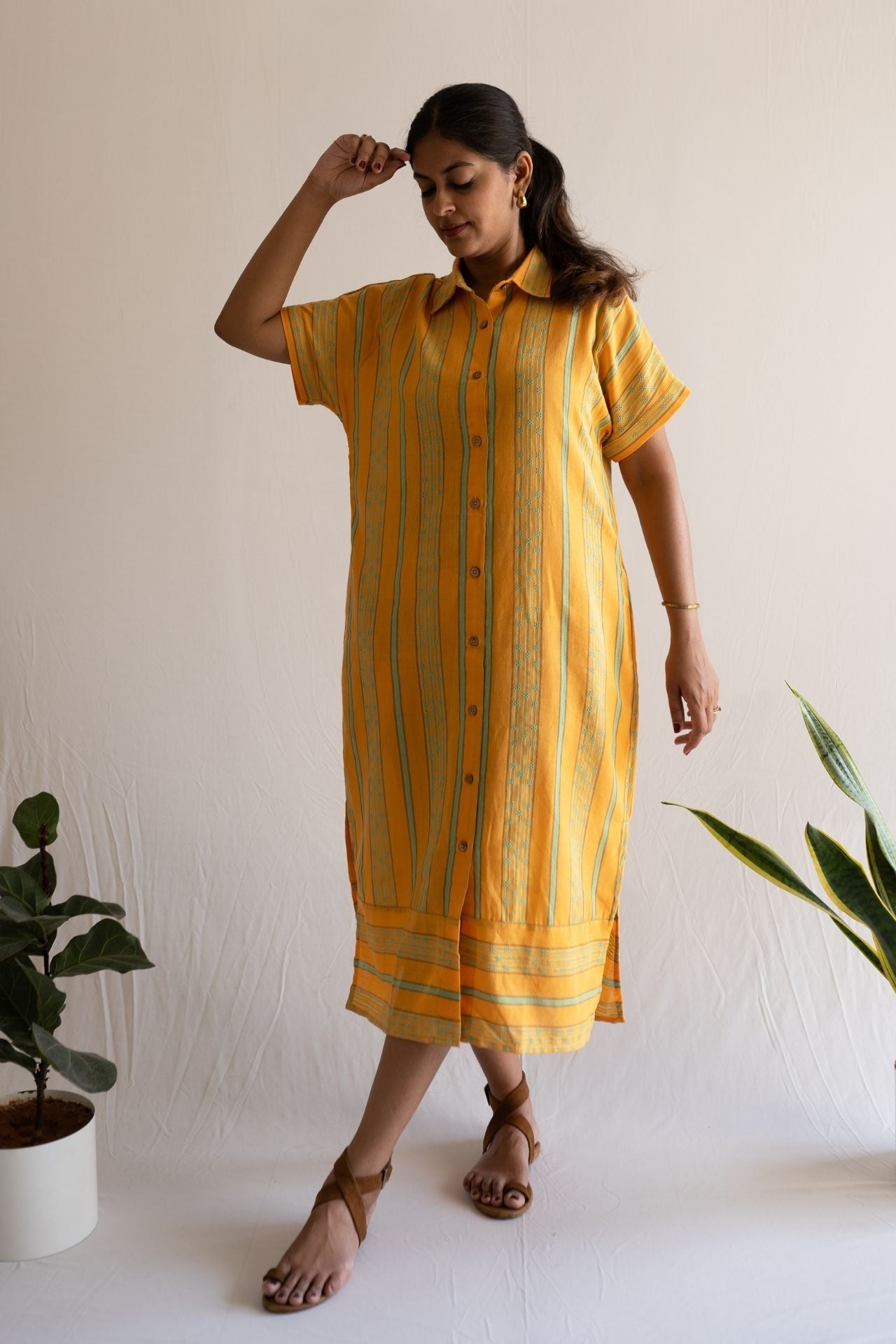 Ombre Striped Shirt Dress