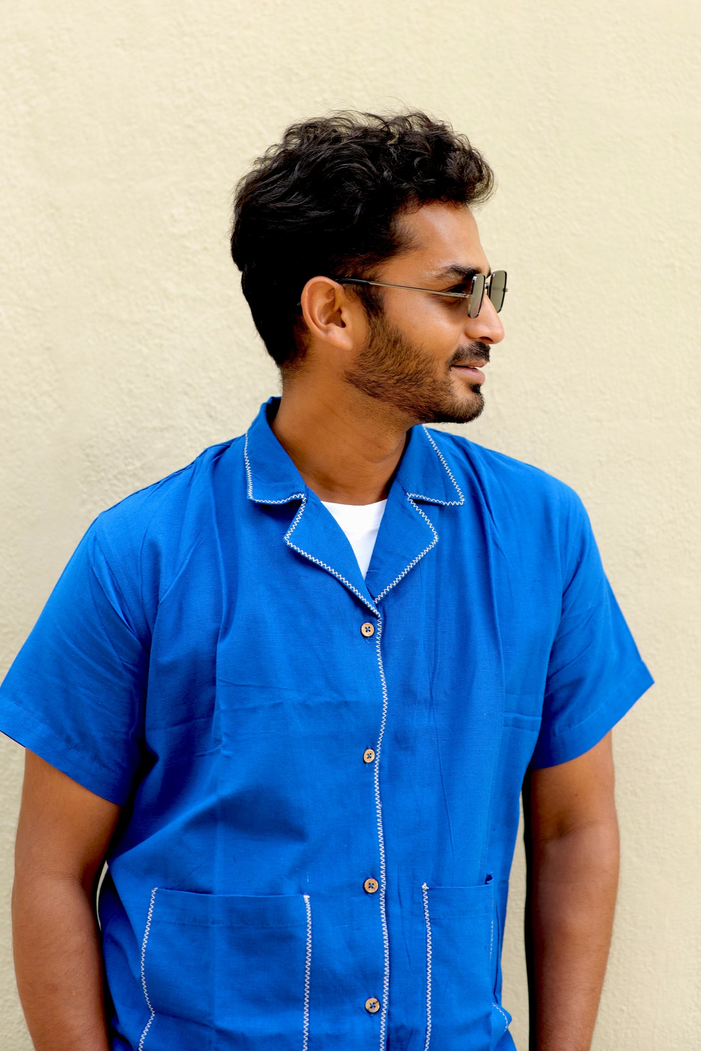 Half Sleeve Summer Shirt - Royal Blue