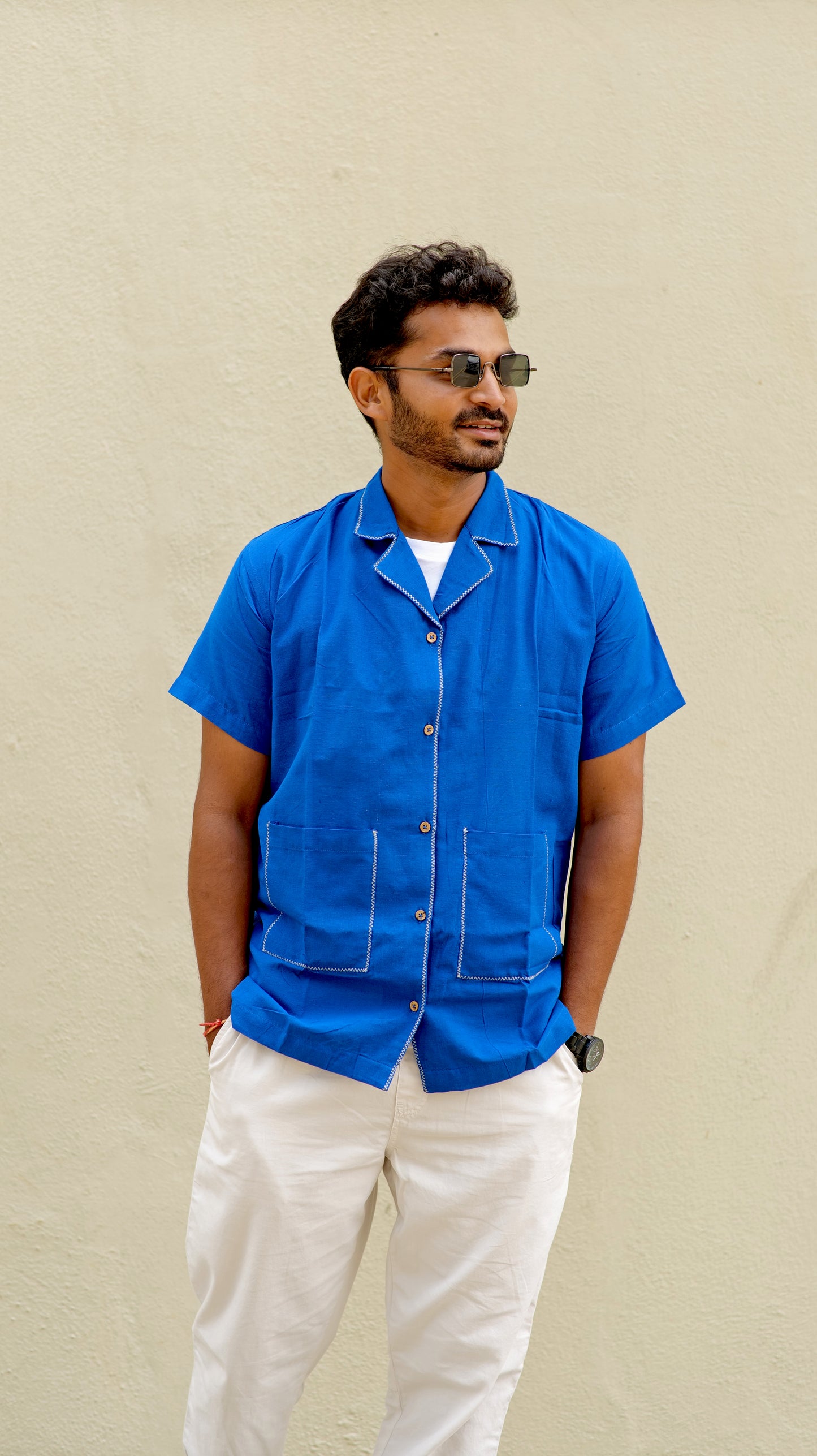Half Sleeve Summer Shirt - Royal Blue