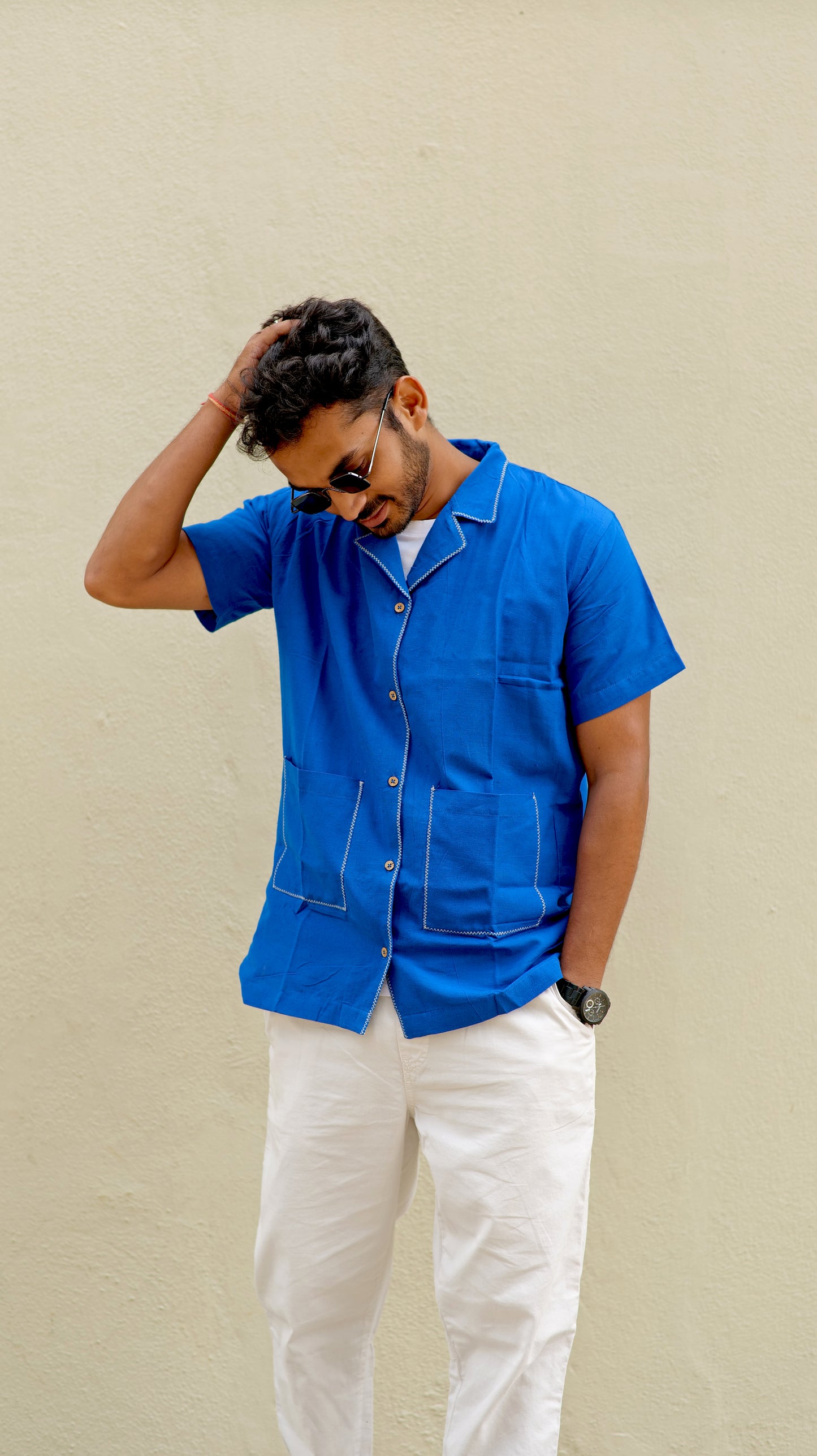 Half Sleeve Summer Shirt - Royal Blue