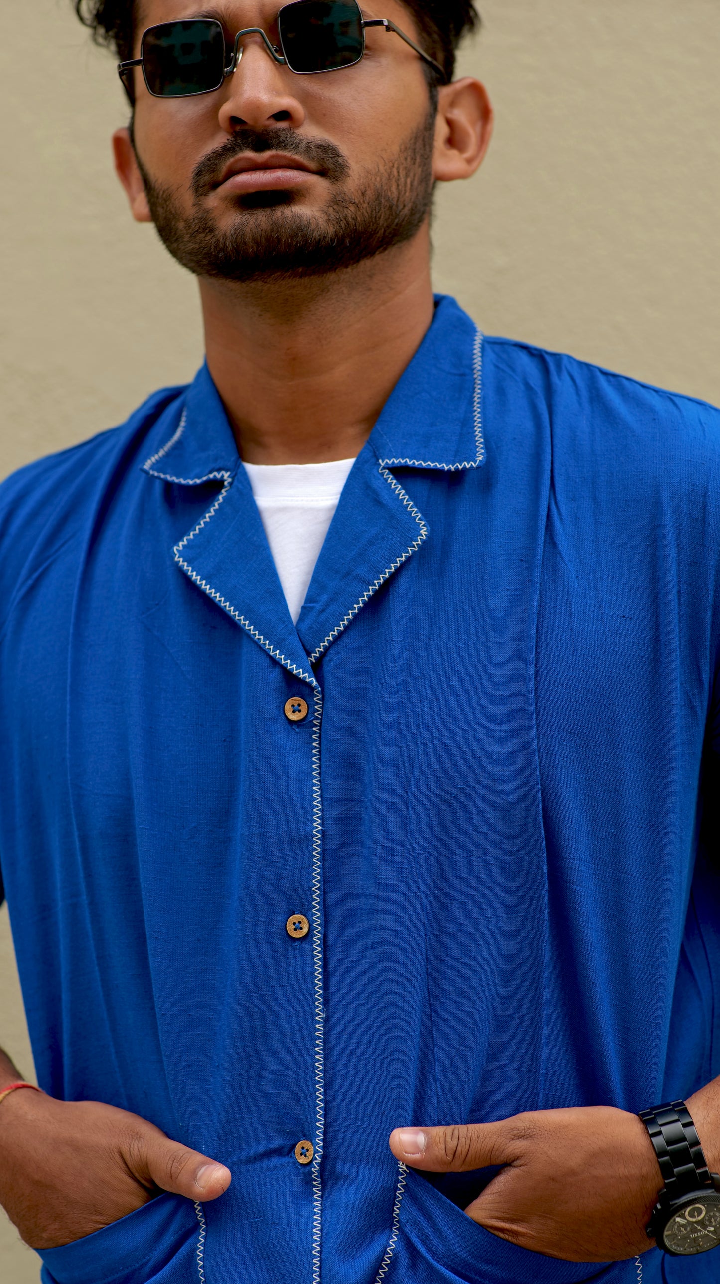 Half Sleeve Summer Shirt - Royal Blue