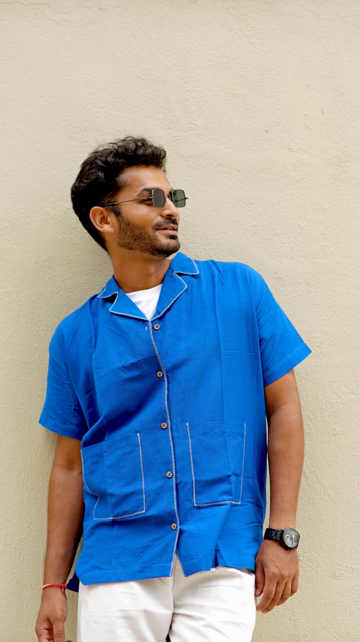 Half Sleeve Summer Shirt - Royal Blue