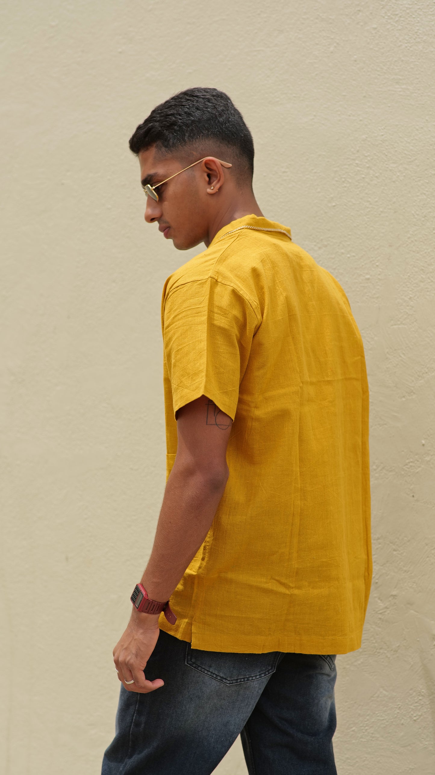 Half Sleeve Summer Shirt - Mustard