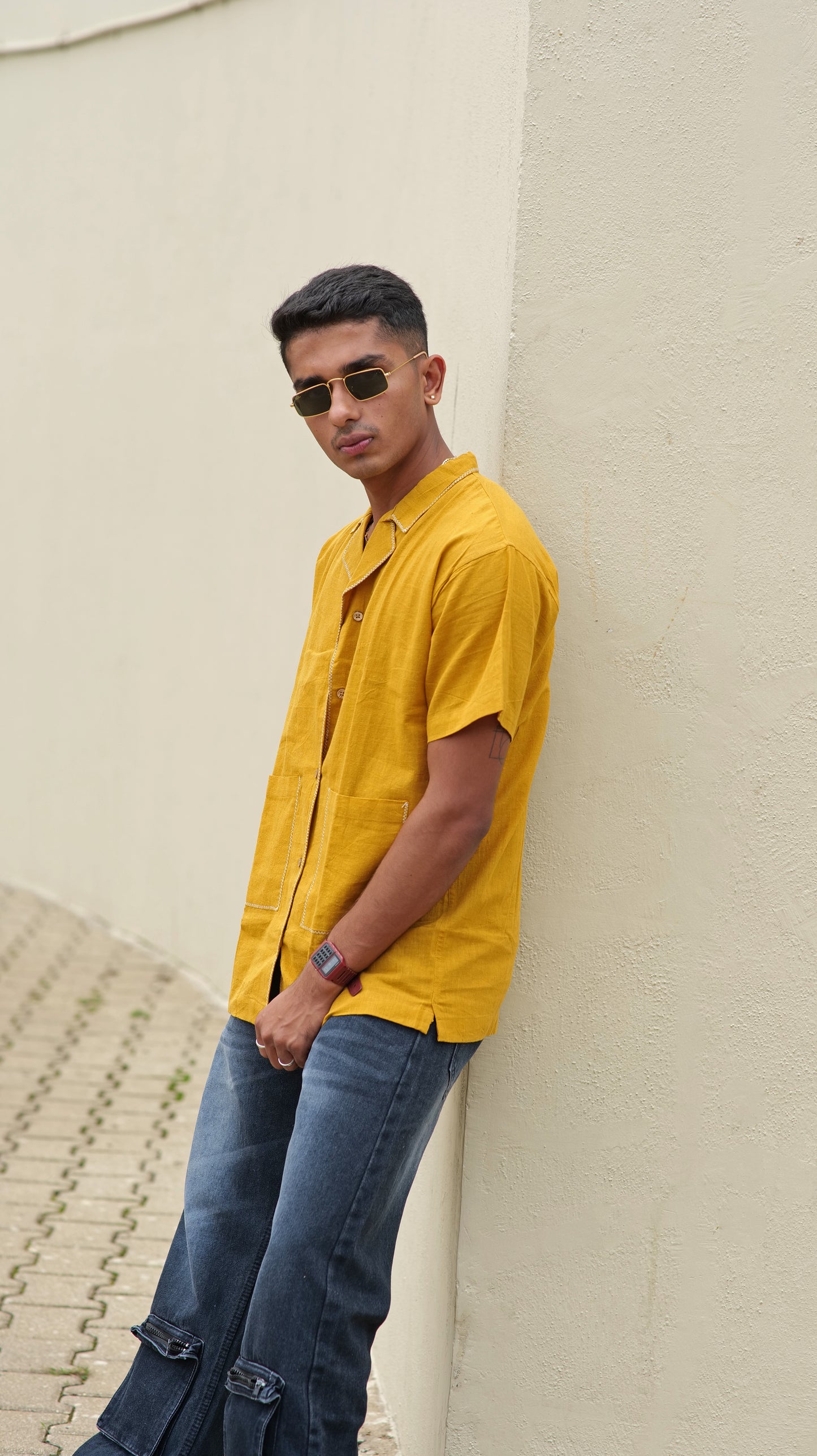 Half Sleeve Summer Shirt - Mustard