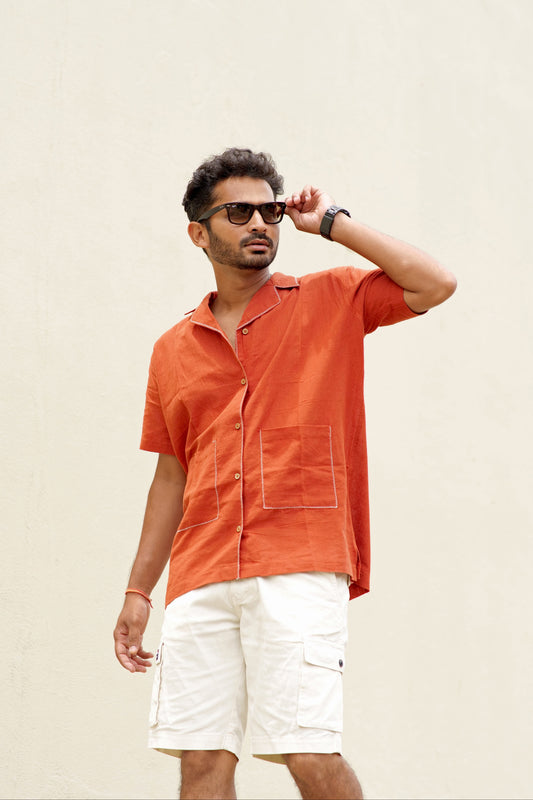 Half Sleeve Summer Shirt - Rust