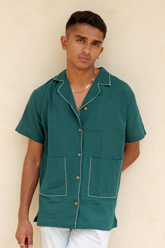 Half Sleeve Summer Shirt - Bottle Green