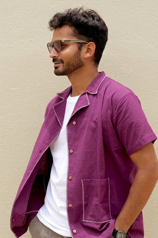 Half Sleeve Summer Shirt - Wine