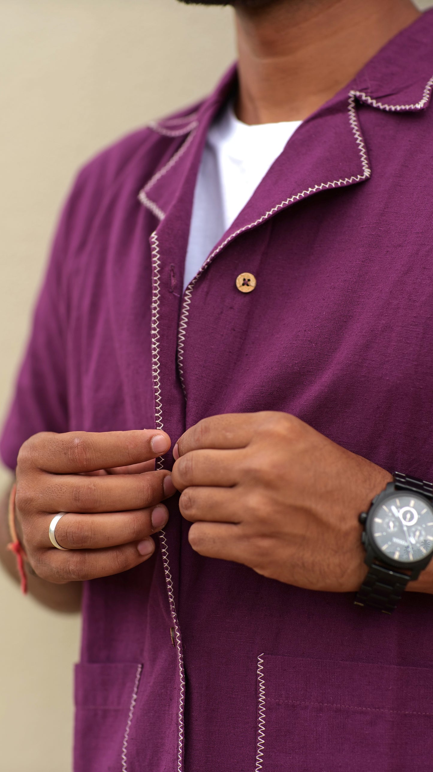 Half Sleeve Summer Shirt - Wine