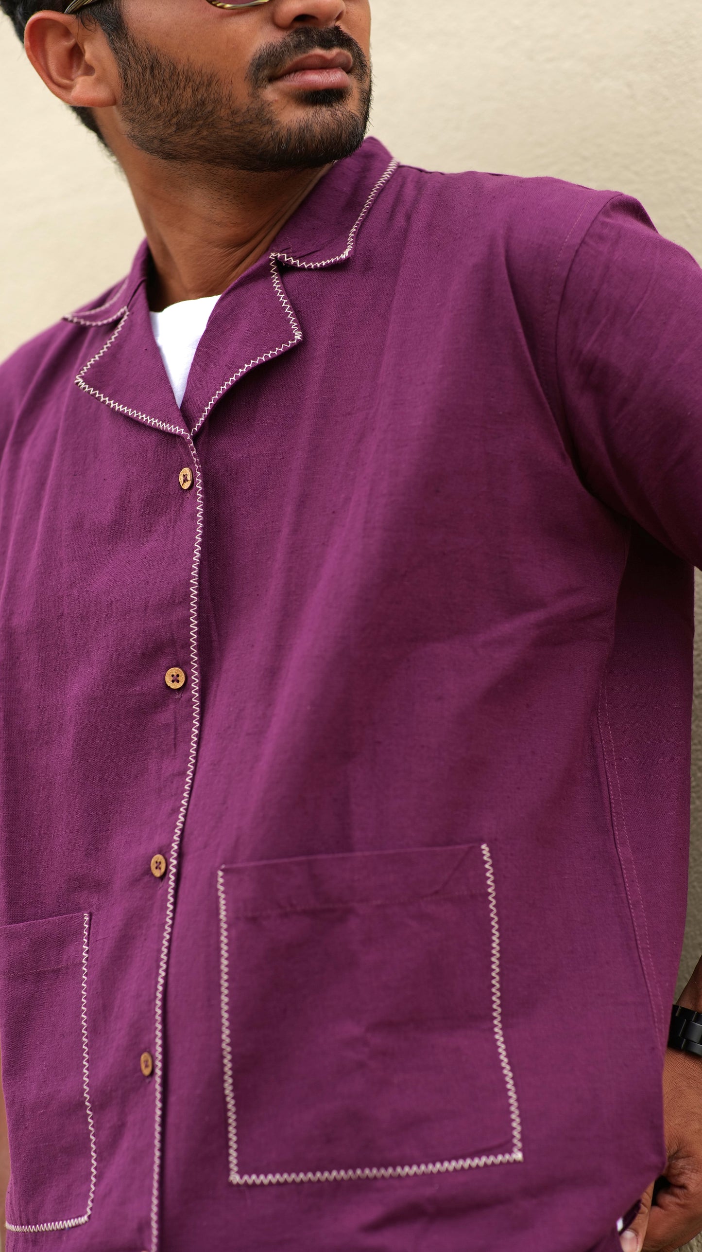 Half Sleeve Summer Shirt - Wine