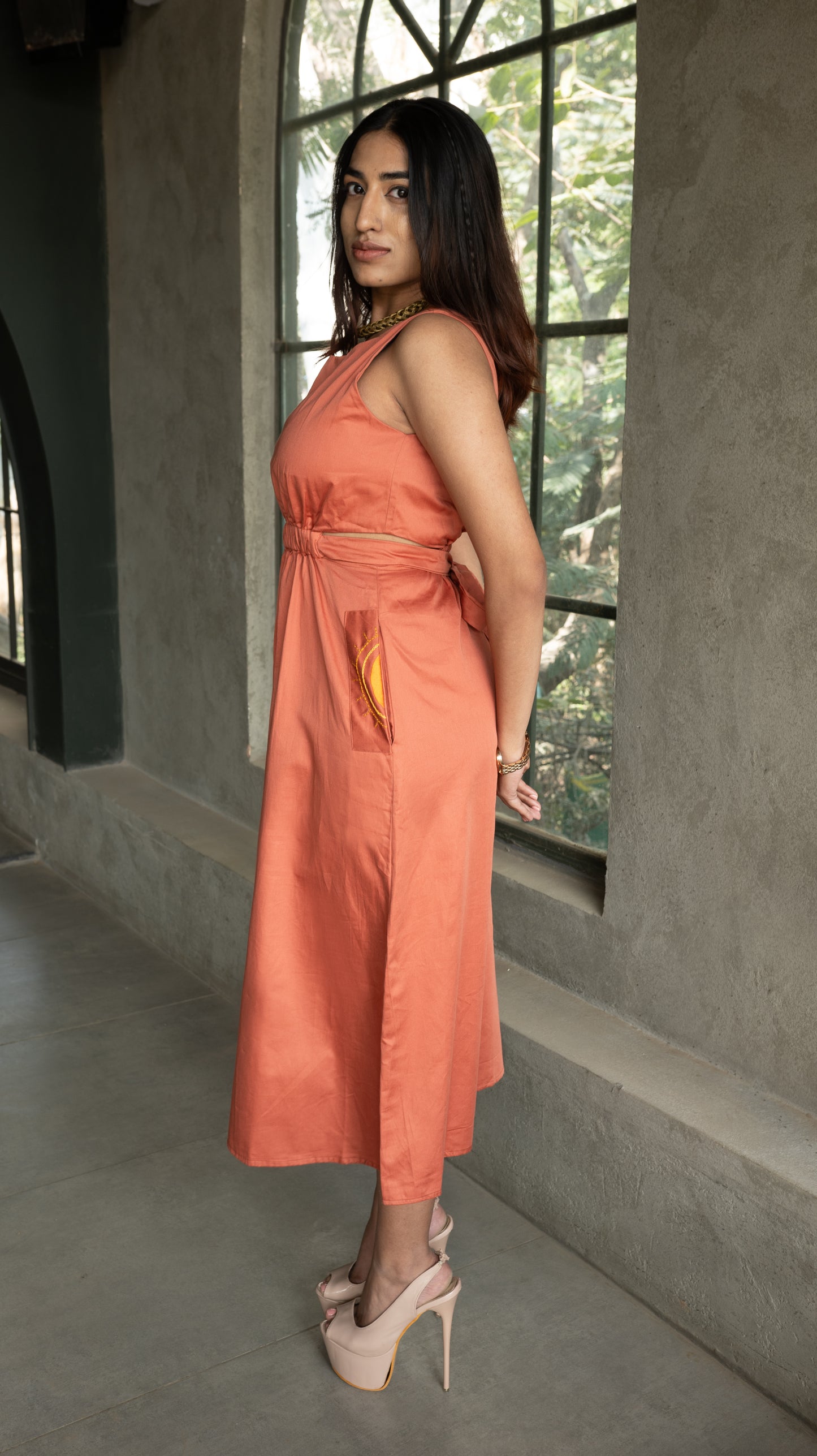 Side Slit Sunny Dress - Orange