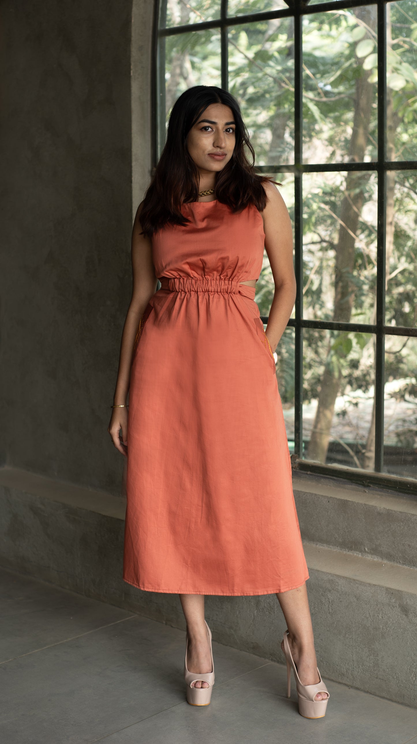 Side Slit Sunny Dress - Orange